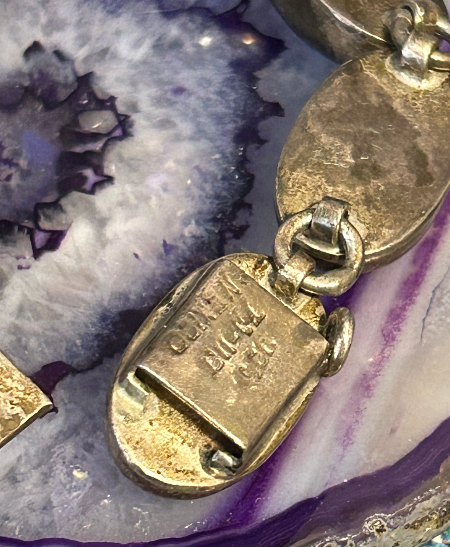 Vintage Sterling Silver Taxco Mexico Multi-stone Chunky Link Bracelet