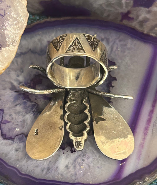 Sterling Silver Modern Taxco Mexico Huge Fly Ring • Adjustable