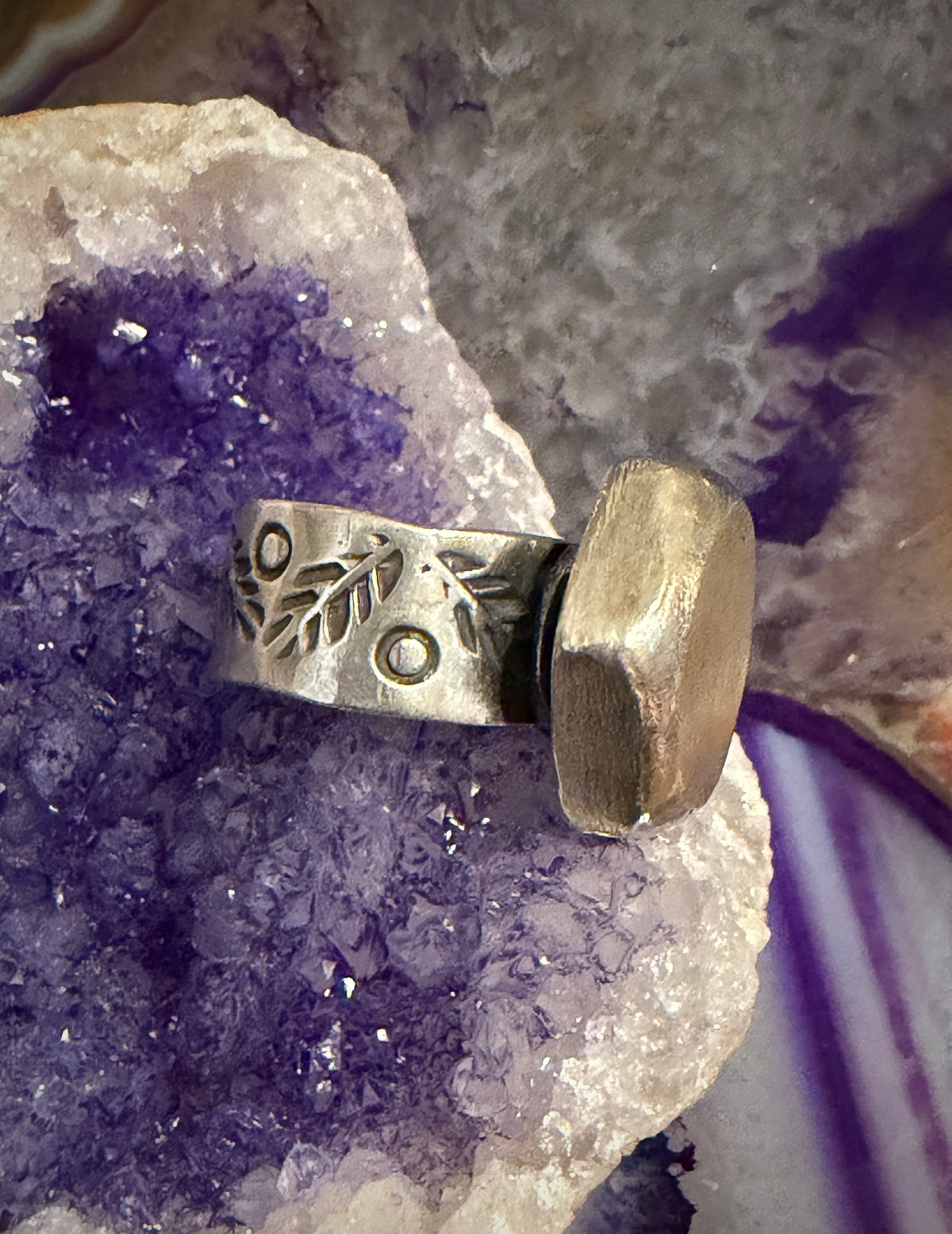 GuzFurbished x Taxco Creations Mexico Chunky Sculptural stamped Ring • Adjustable
