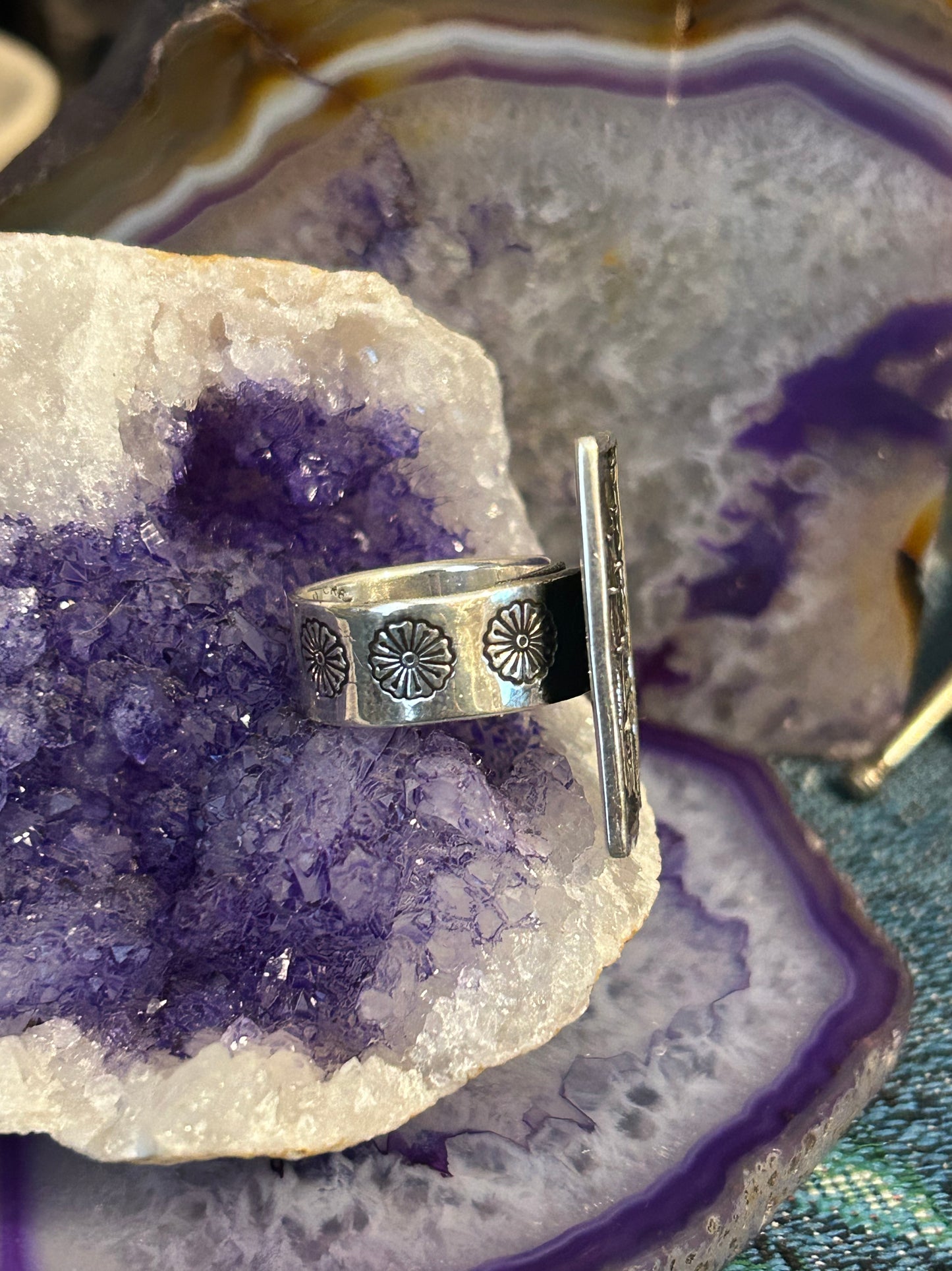Sterling Silver Modern Taxco Mexico “TAXCO” City Scene Loteria Card Ring