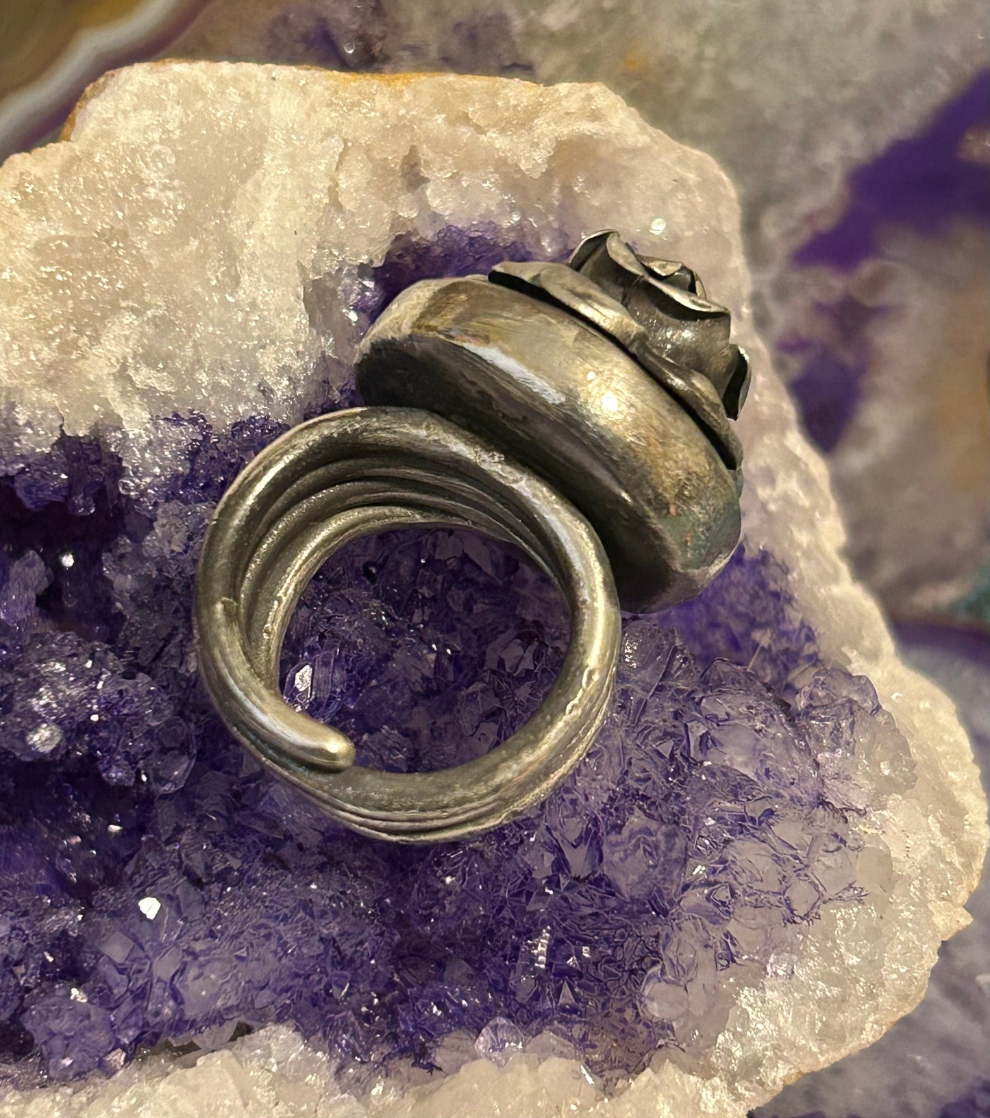 GUZ LOVE 1of1 Sterling Silver Round Rose Ring • Size 7