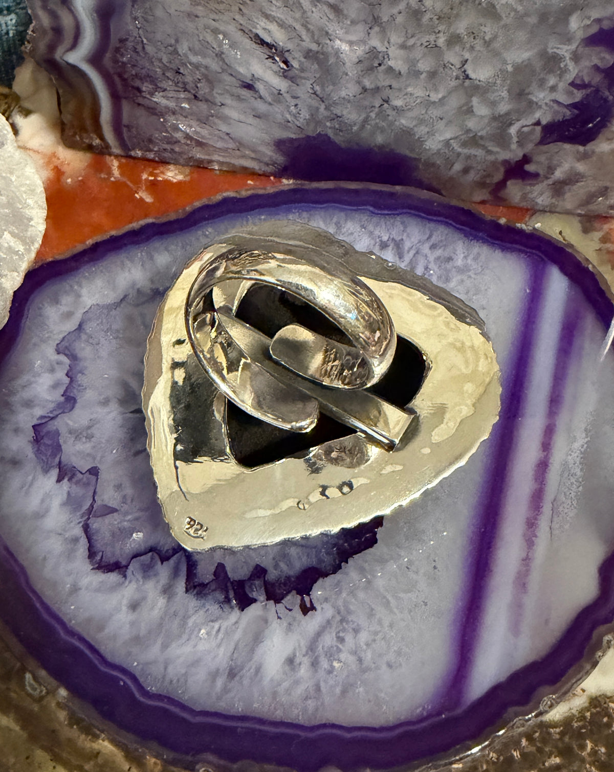 Sterling Silver Modern Taxco Mexico Statement Puffy Heart Ring Adjustable