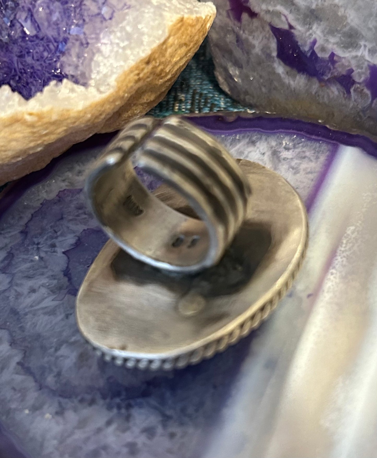GUZ LOVE NO.85 • Sterling Silver & Large Turquoise Ring • Adj 6.5-7.5