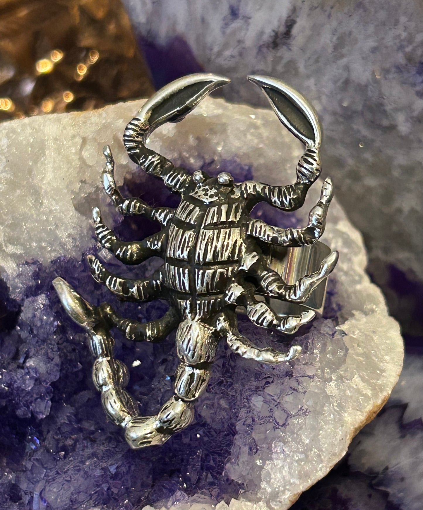 Sterling Silver Modern Taxco Mexico Statement Scorpion Ring Adjustable