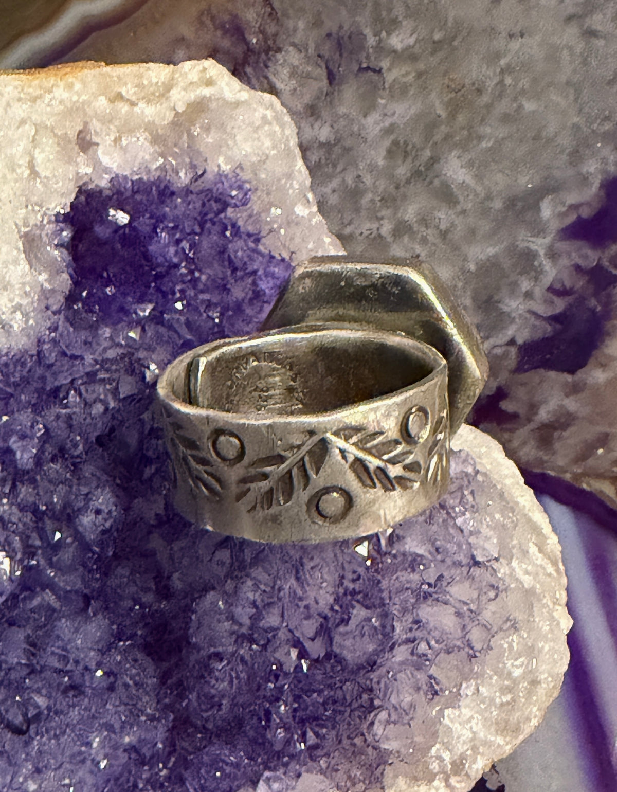 GuzFurbished x Taxco Creations Mexico Chunky Sculptural stamped Ring • Adjustable