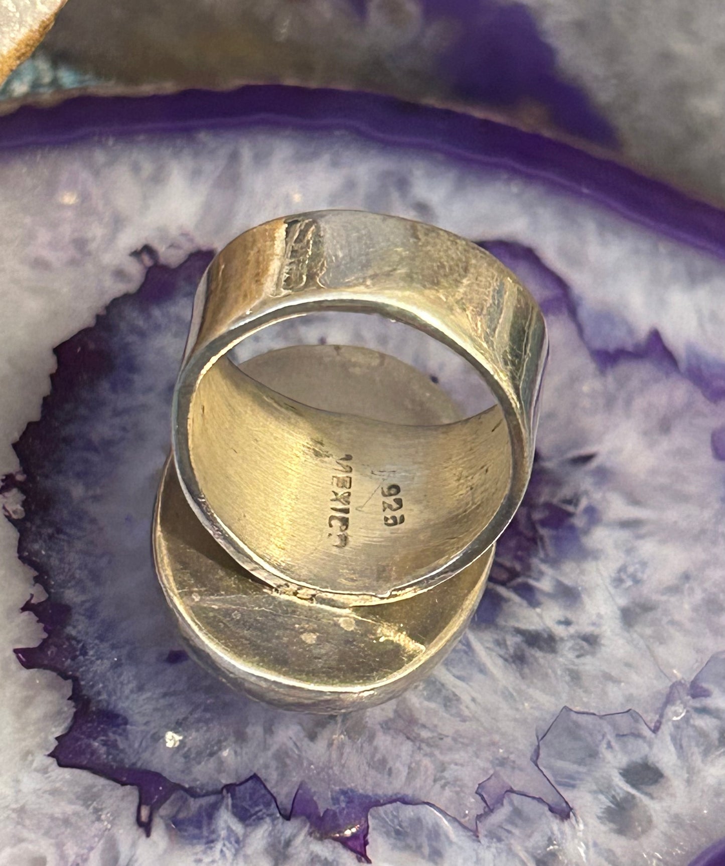 Vintage Sterling Silver Mexico Chunky Dome Oval Ring • Size 7