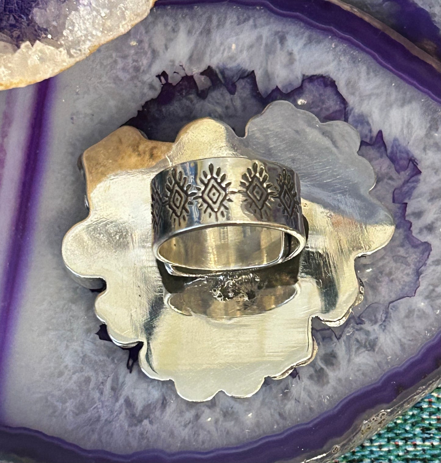Sterling Silver Taxco Mexico Huge Statement Owl & Gemstone Adjustable Ring