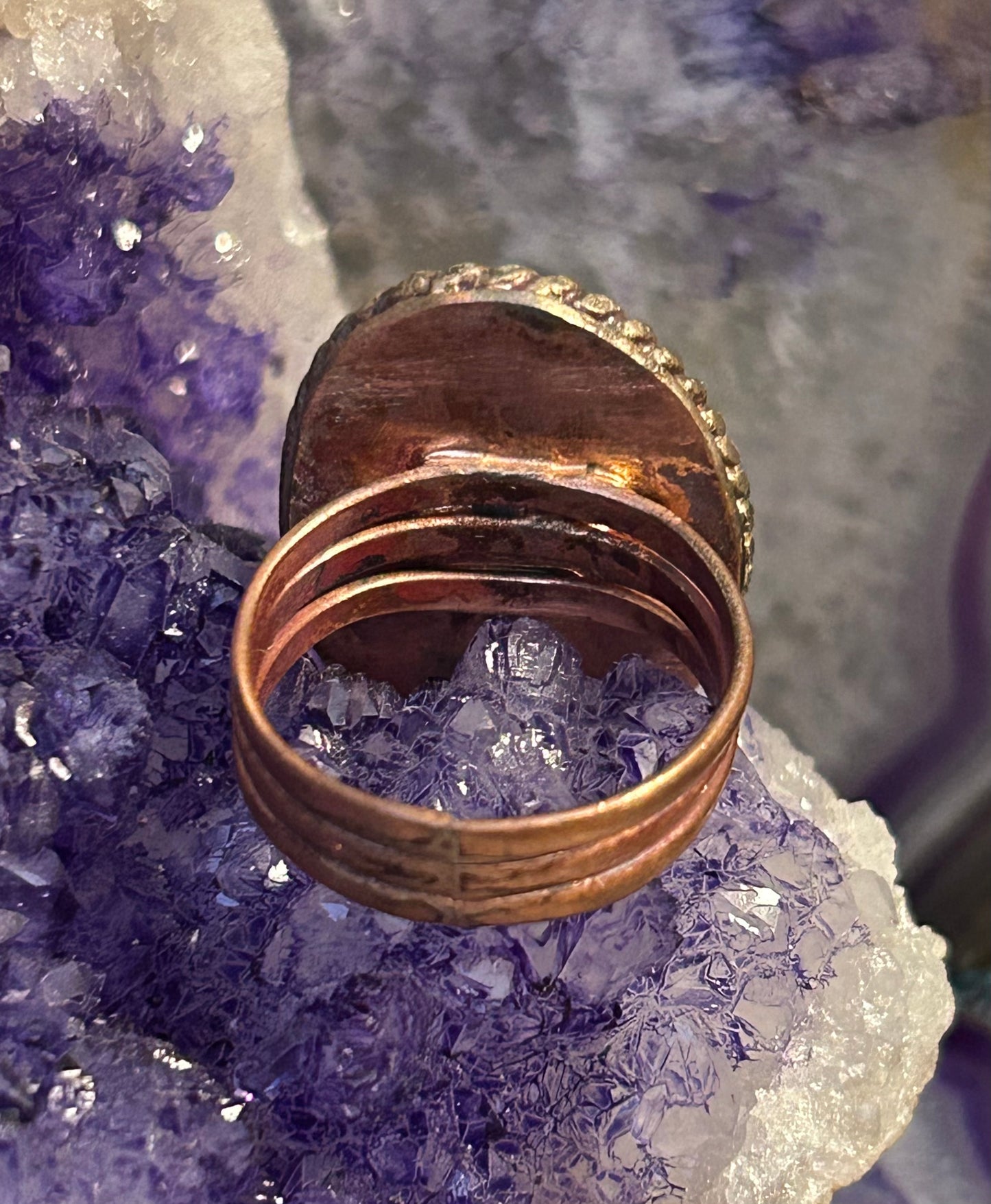 GUZ LOVE Mixed Metal Sterling & Copper African Turquoise Ring • Size 8