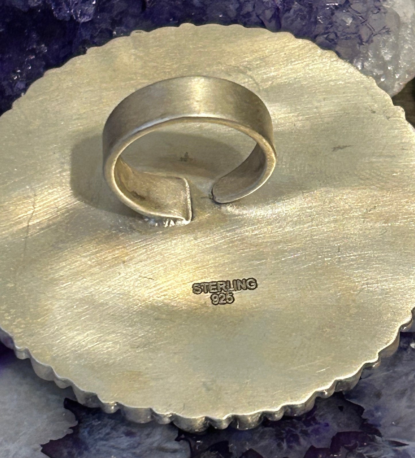 Sterling Silver & Multi-stone Turquoise Large Statement Adjustable Round Ring