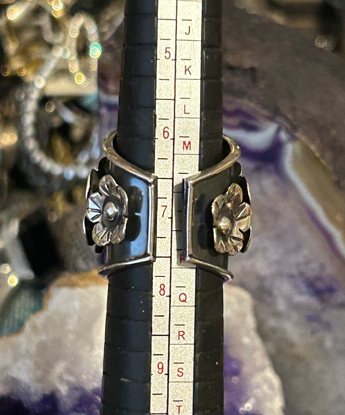 Sterling Silver Taxco Mexico Wide Flowers And Balls Ring Size 5-7