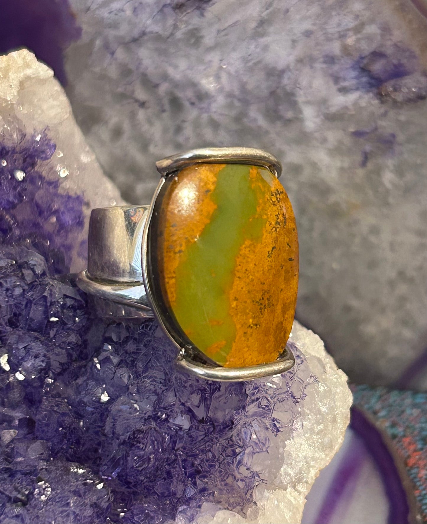 Lilly Barrack Sterling Silver Vintage Turquoise Modernist Ring Size 7