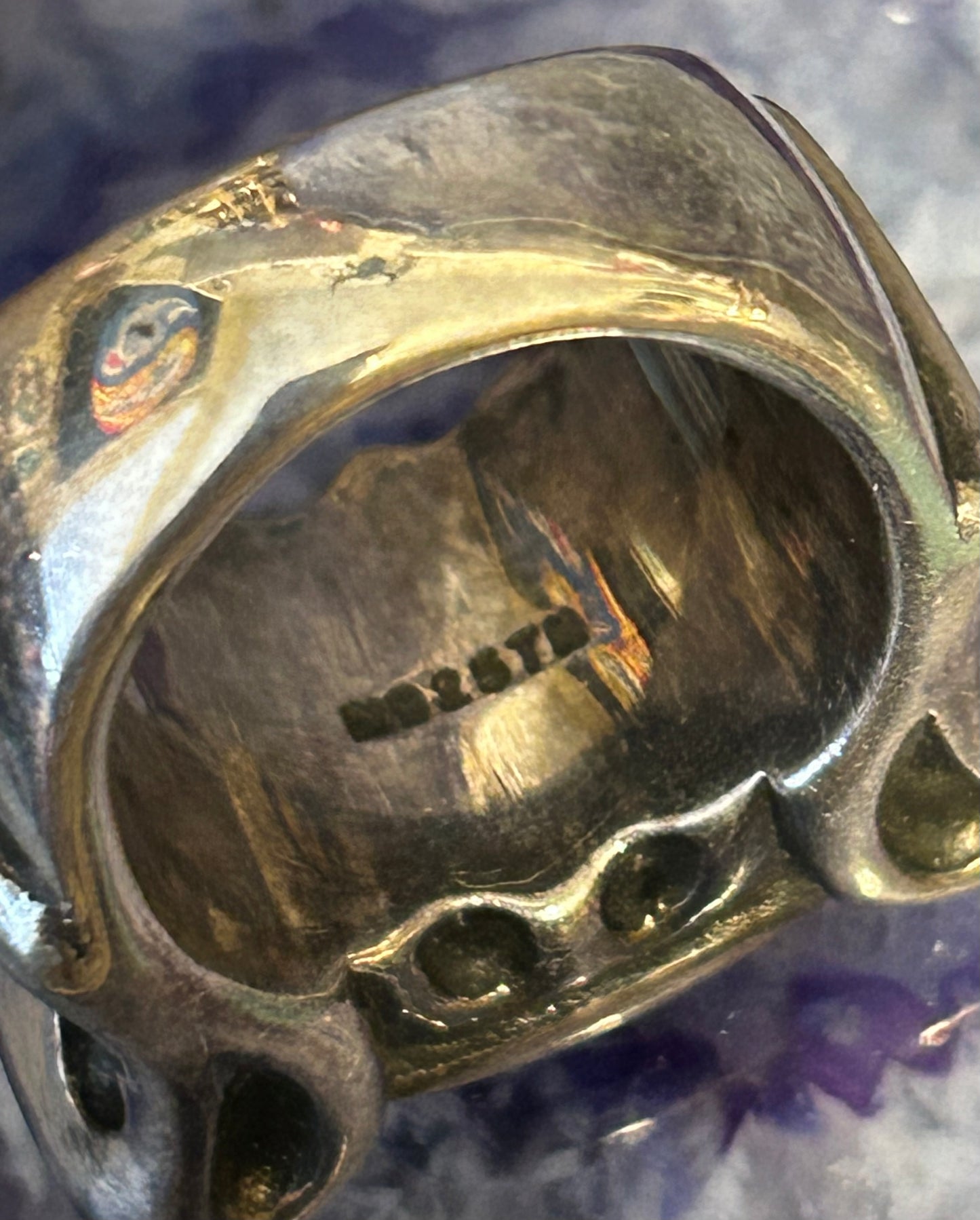 Vintage Sterling Silver Chunky Denim Lapis Ring • Size 8