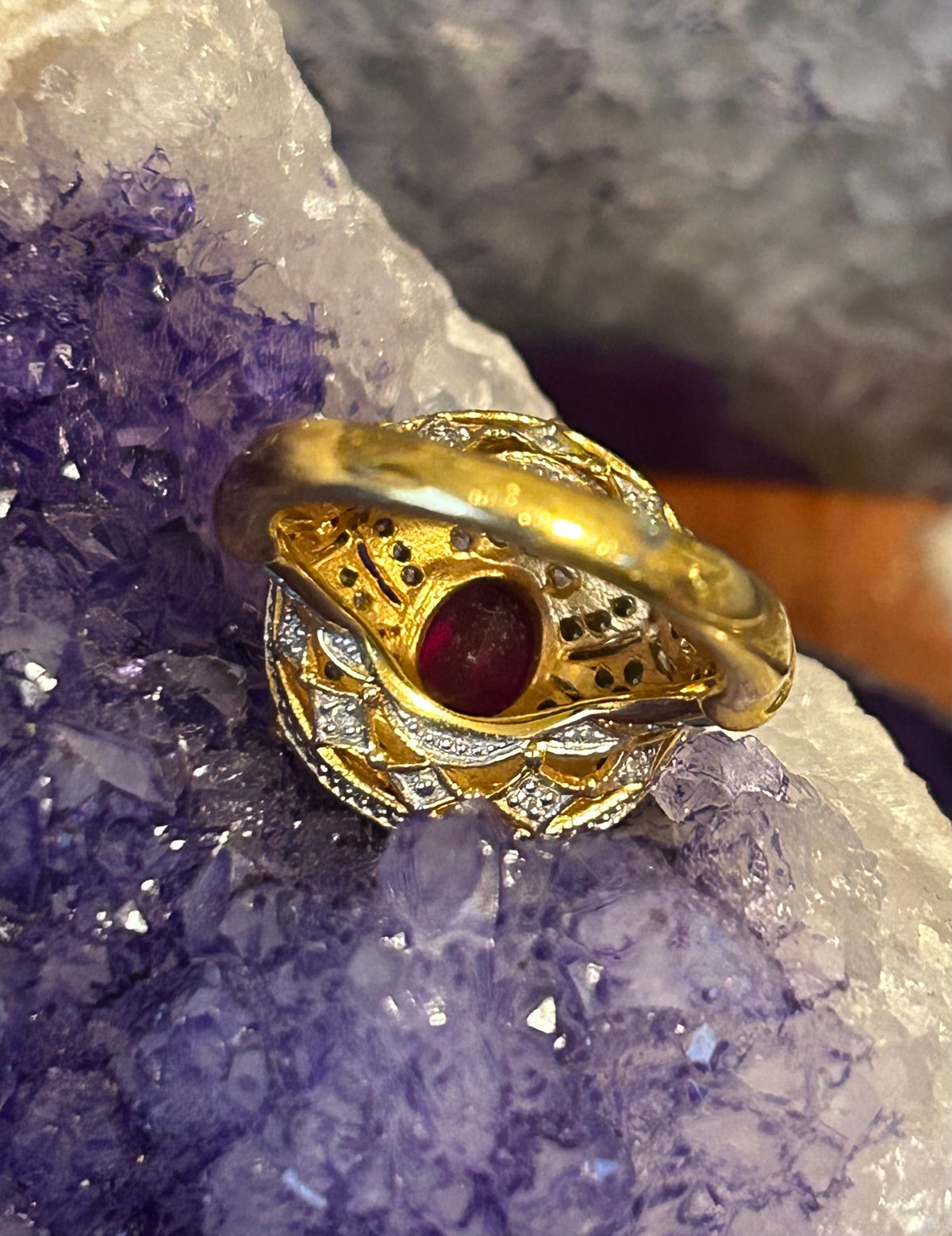 Vintage Gold Over Sterling Silver Ruby Ring Size 7
