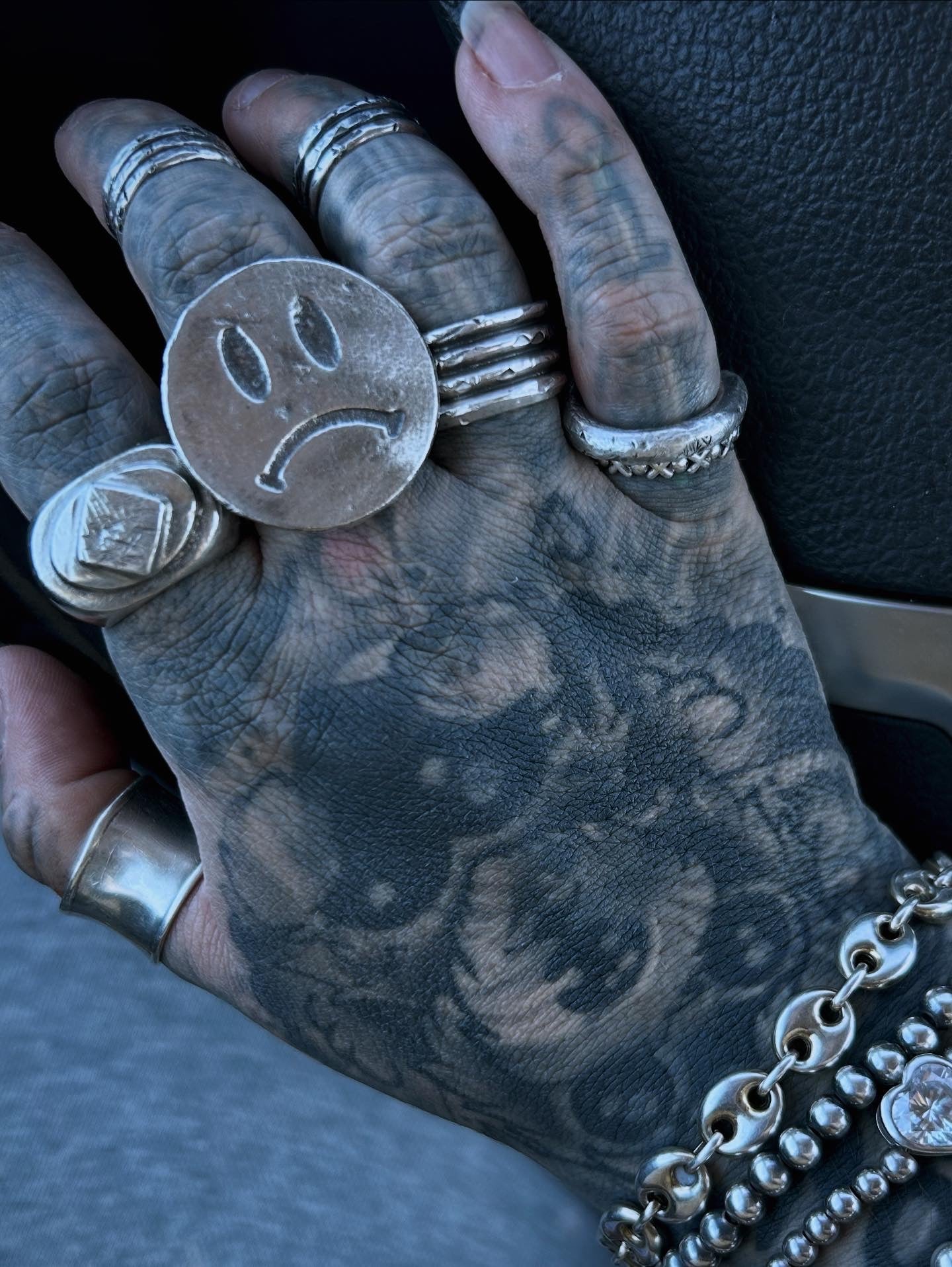 *MADE TO ORDER* Guz Love’s SAD FACE Sterling Silver Ring