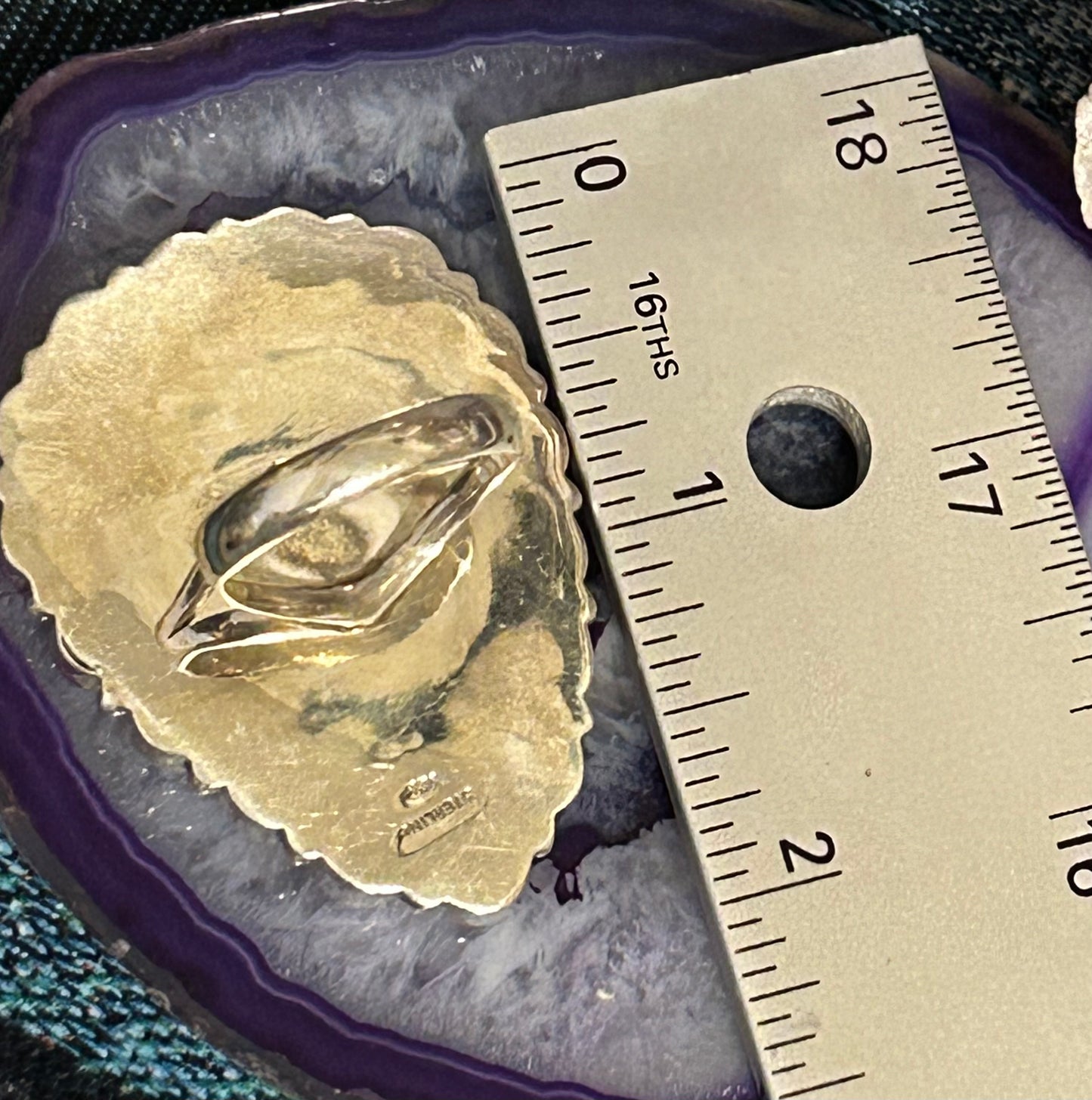 Sterling Silver Turquoise & Amethyst Multi Stone Statement Ring Size 9