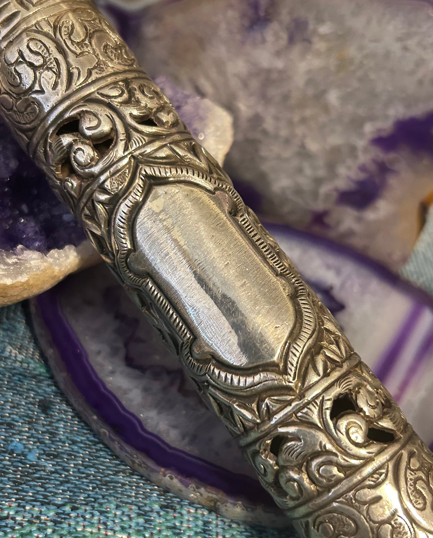 Vintage Sterling Silver Mezuzah Scroll Case