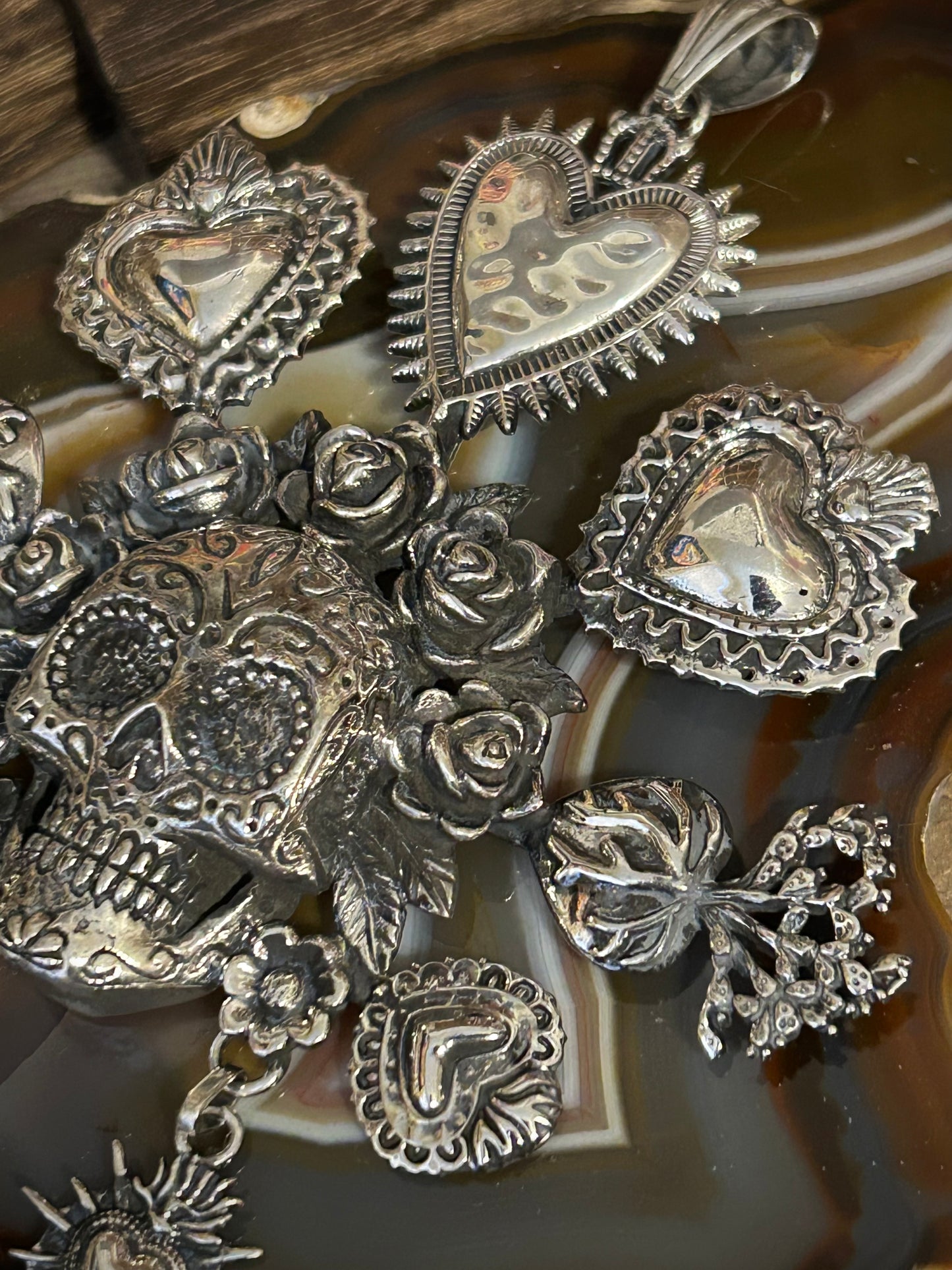 Sterling Silver Taxco Mexico HUGE Catrina Pendant