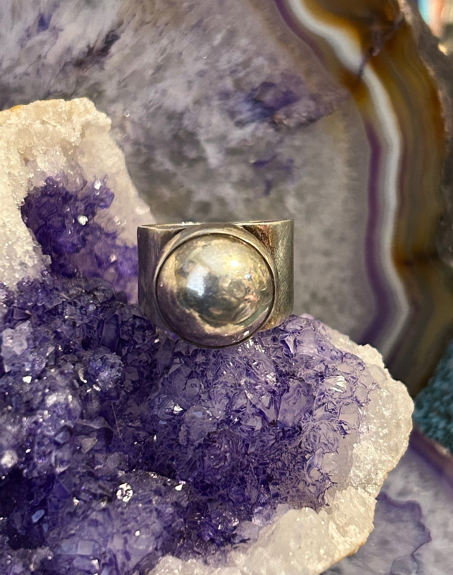 Vintage Sterling Silver CII Mexico Chunky Dome Ring Size 7.25