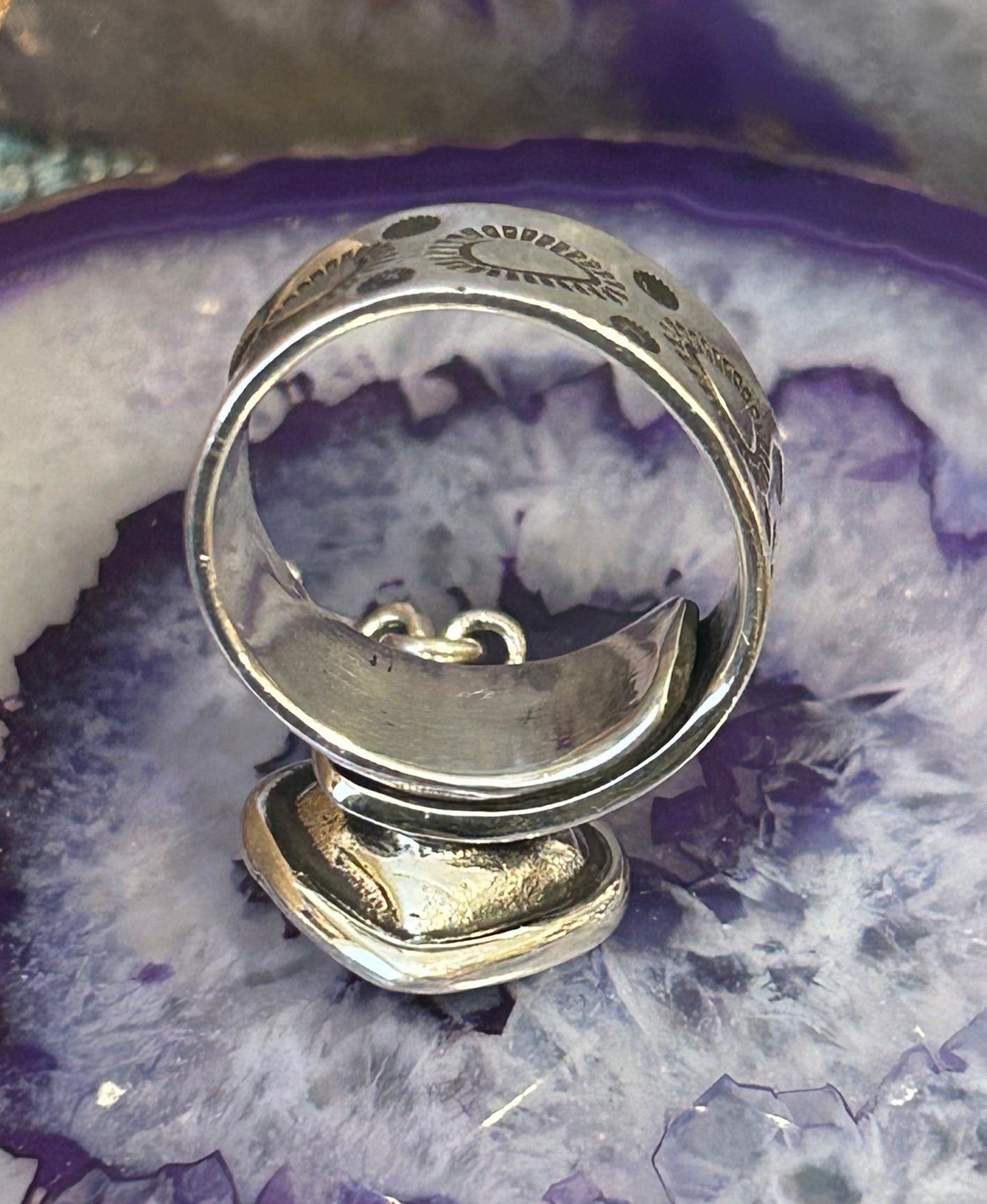 Sterling Silver Modern Taxco Mexico “Key To My Heart” Ring • Adjustable