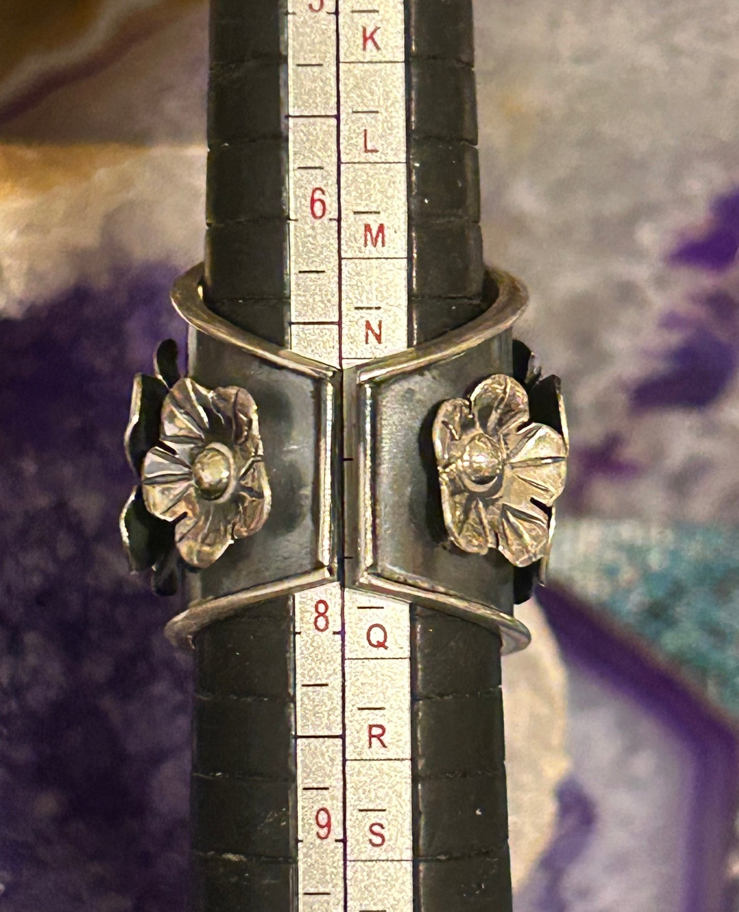 Sterling Silver Taxco Mexico Statement Day Of Dead Skull & Flower Ring Size 7-8