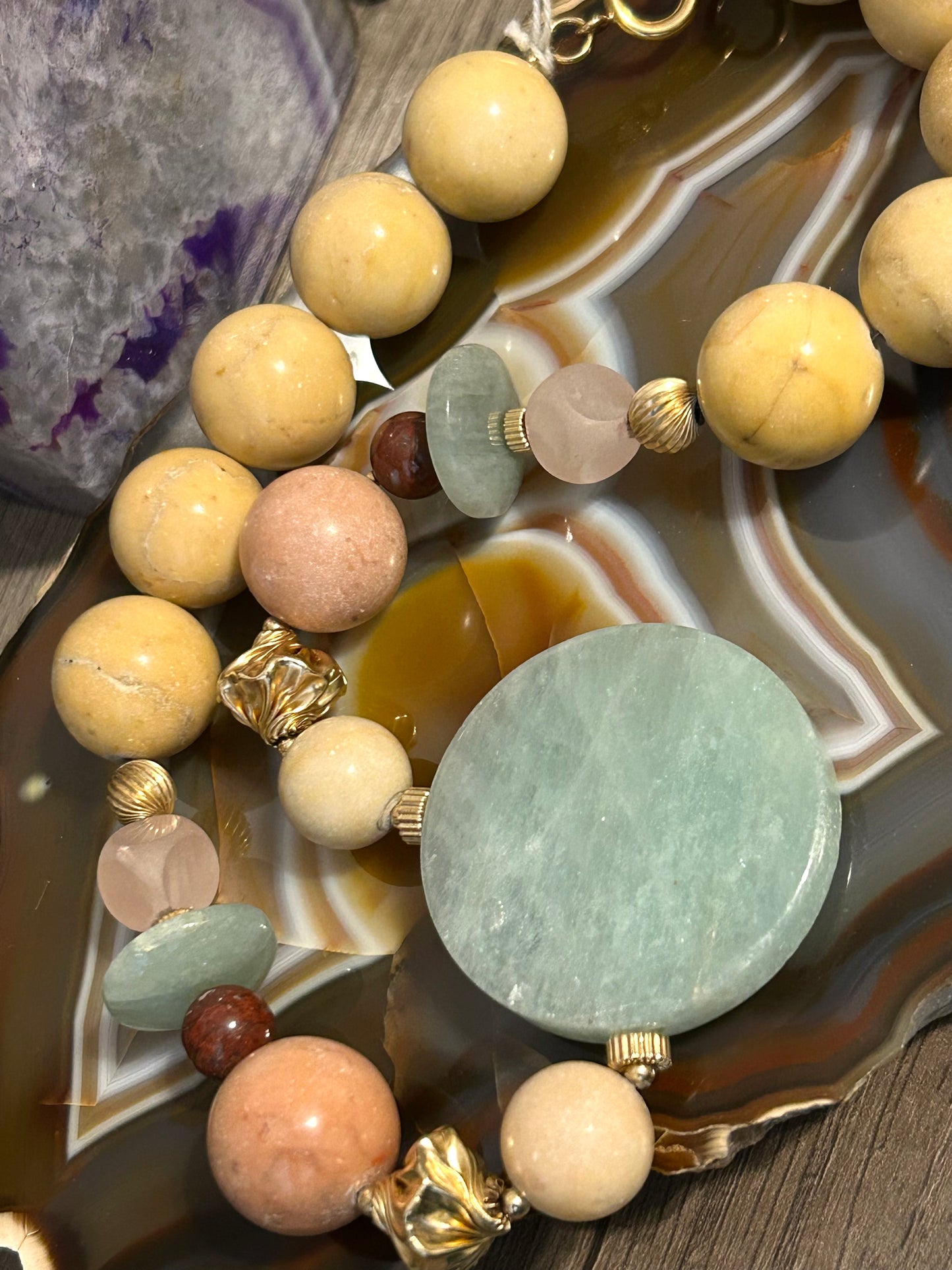 Vintage Deadstock Rosemary G Ro-Do Multi Stone Bead Necklace