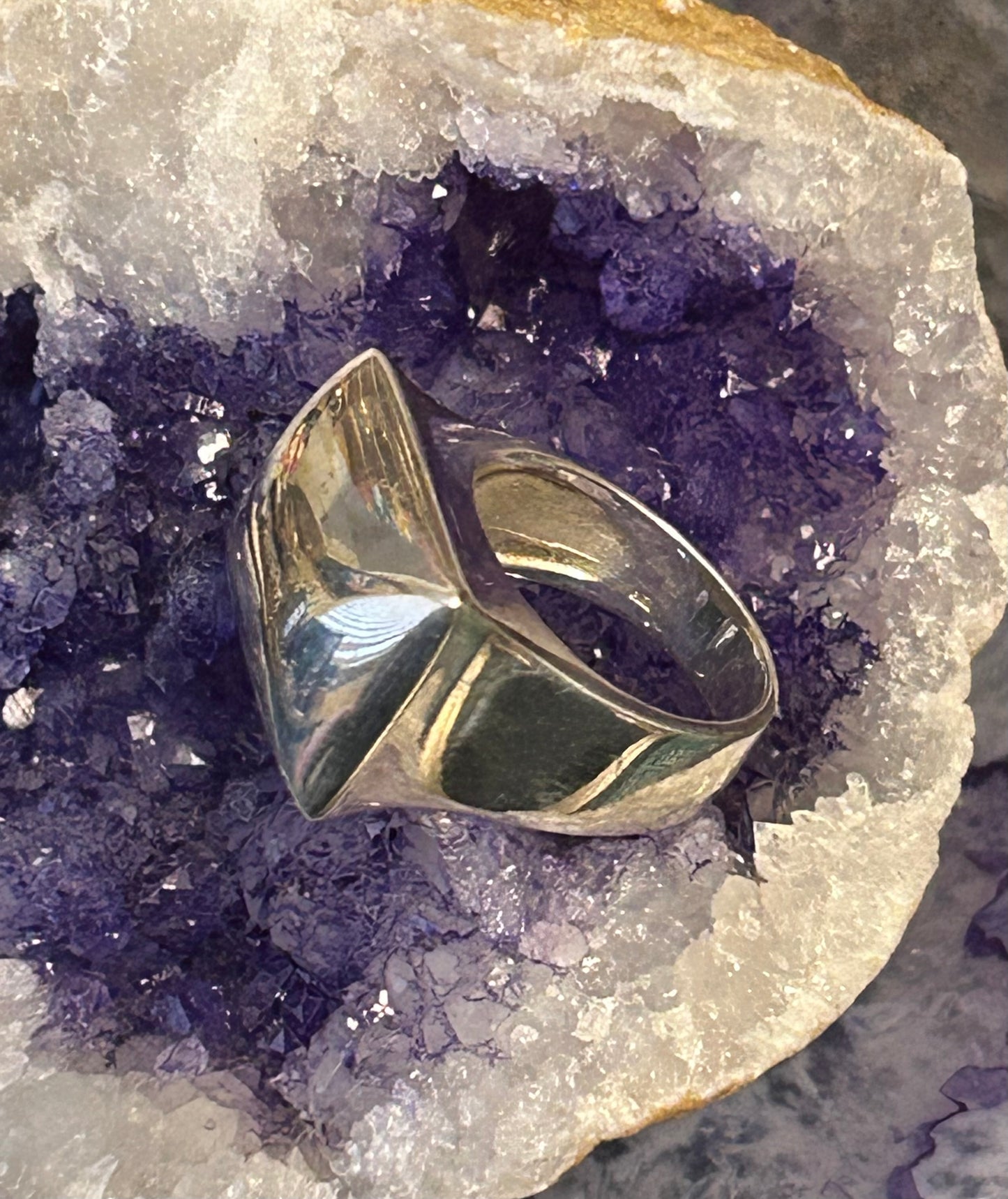 Vintage Sterling Silver Modernist Ring Size • 8
