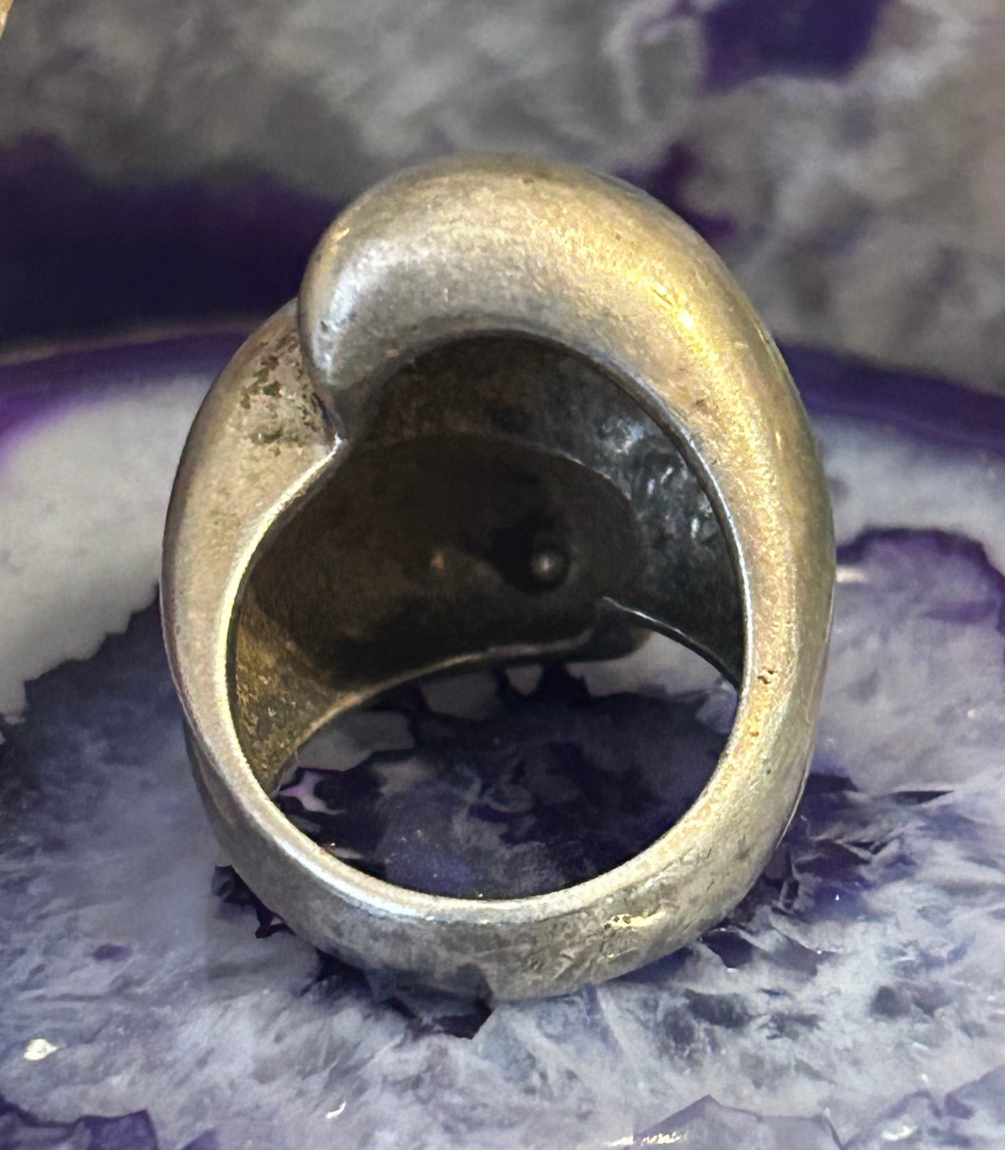 Vintage Sterling Silver Huge Chunky Modernist Abstract Ring Size 8