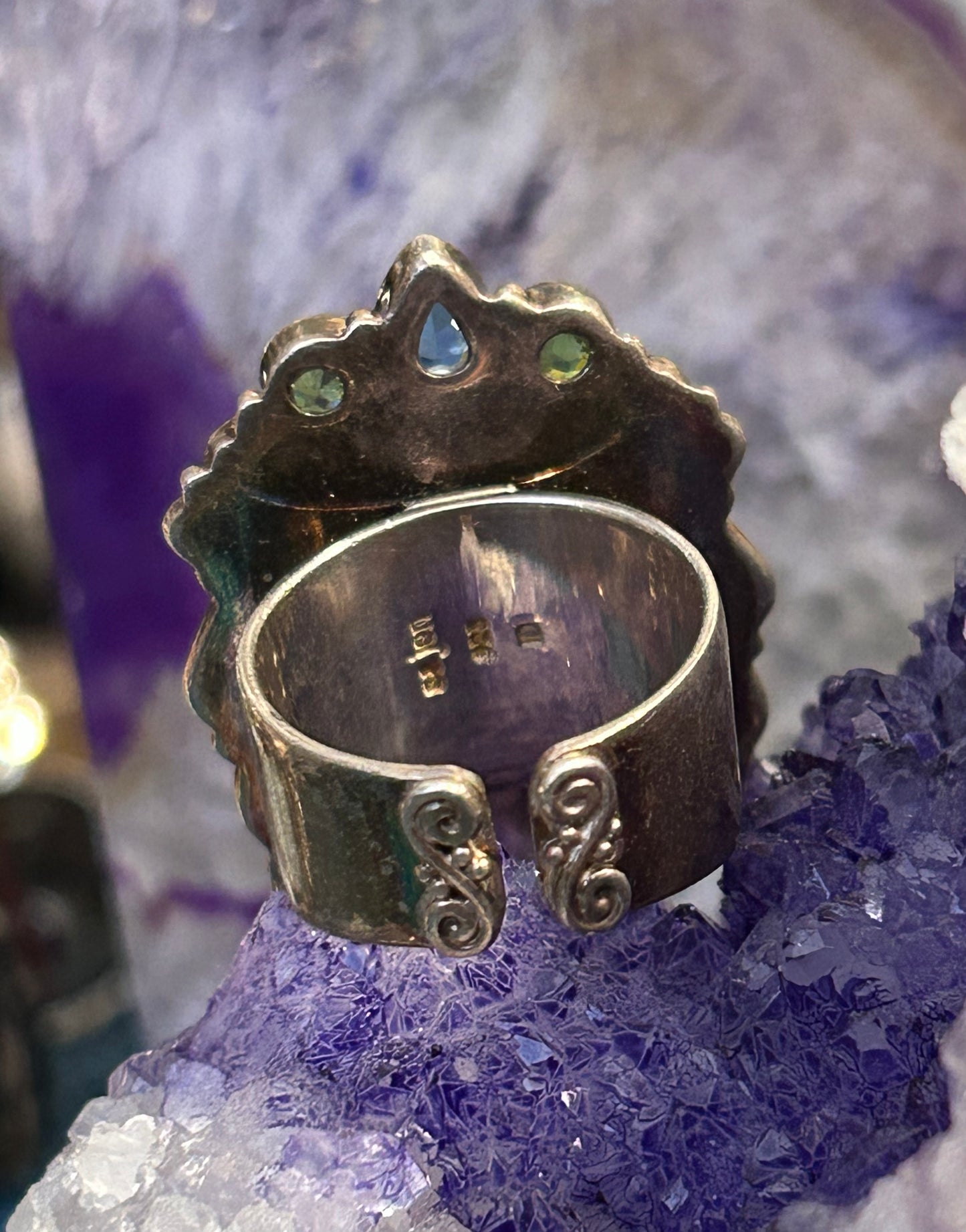 Vintage Sterling Silver Sajen Goddess Face Ring Size 6.25-8