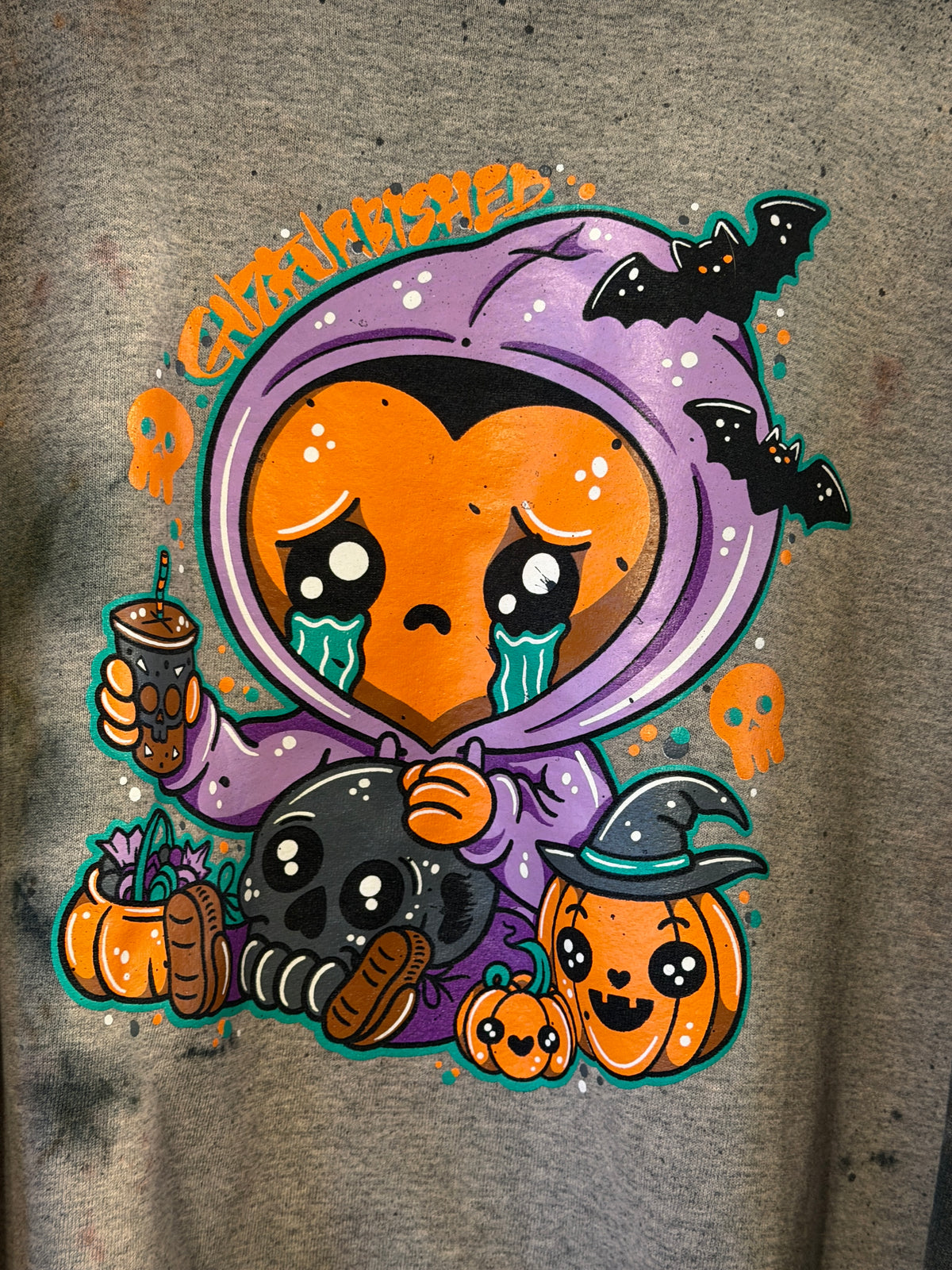GuzFurbished SPOOKY SZN KID GRIMM Dyed Crewneck Sweatshirt • Large