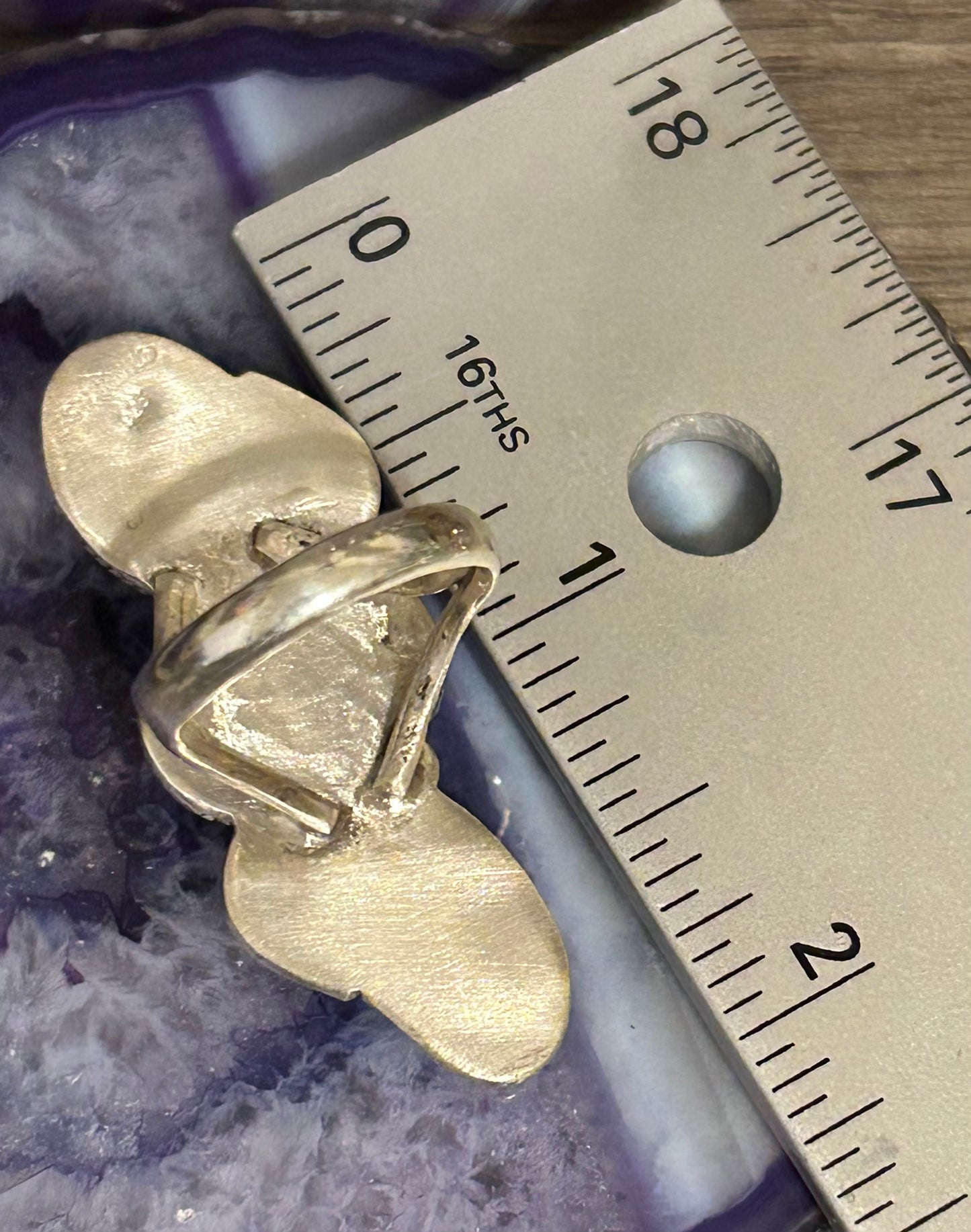 Sterling Silver Triple Stone Roysten Turquoise Ring Size 7