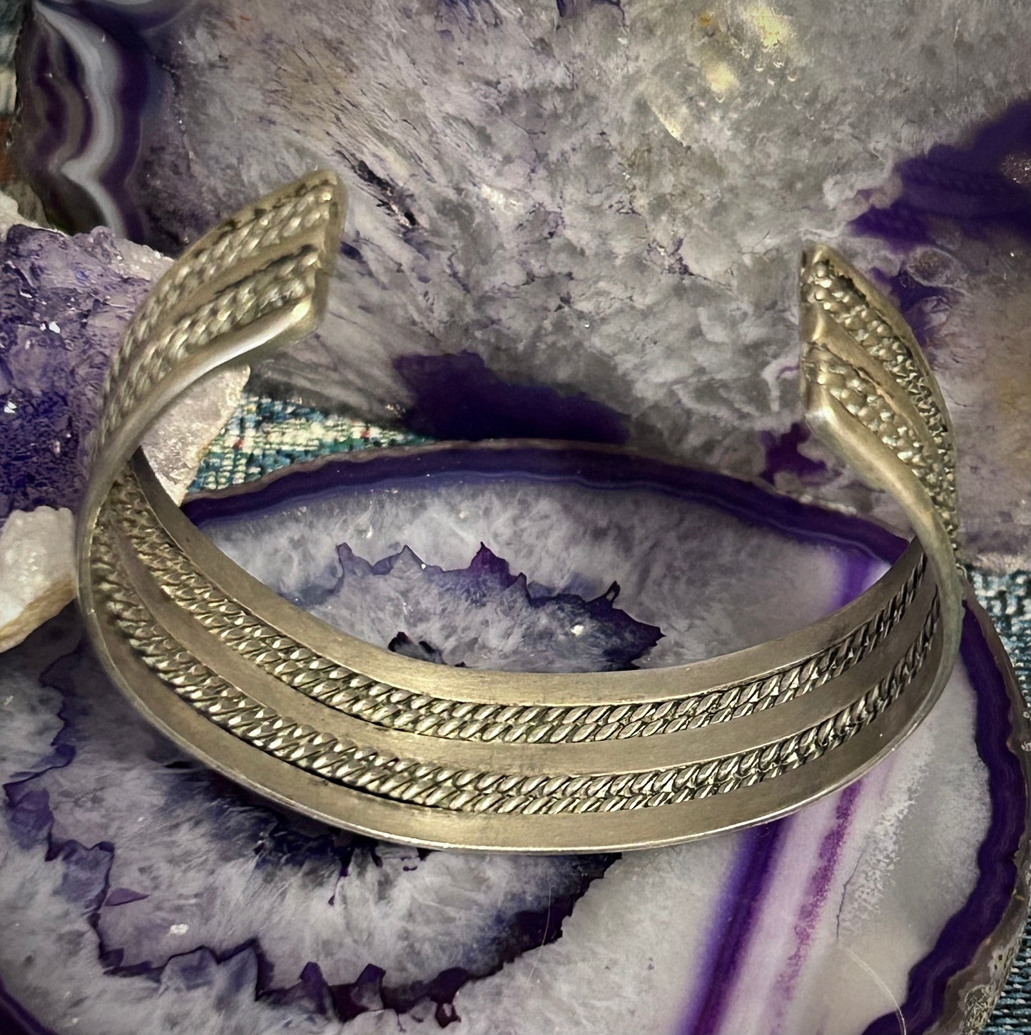 Vintage Sterling Silver Taxco Mexico Multi Band Twist Cuff Bracelet