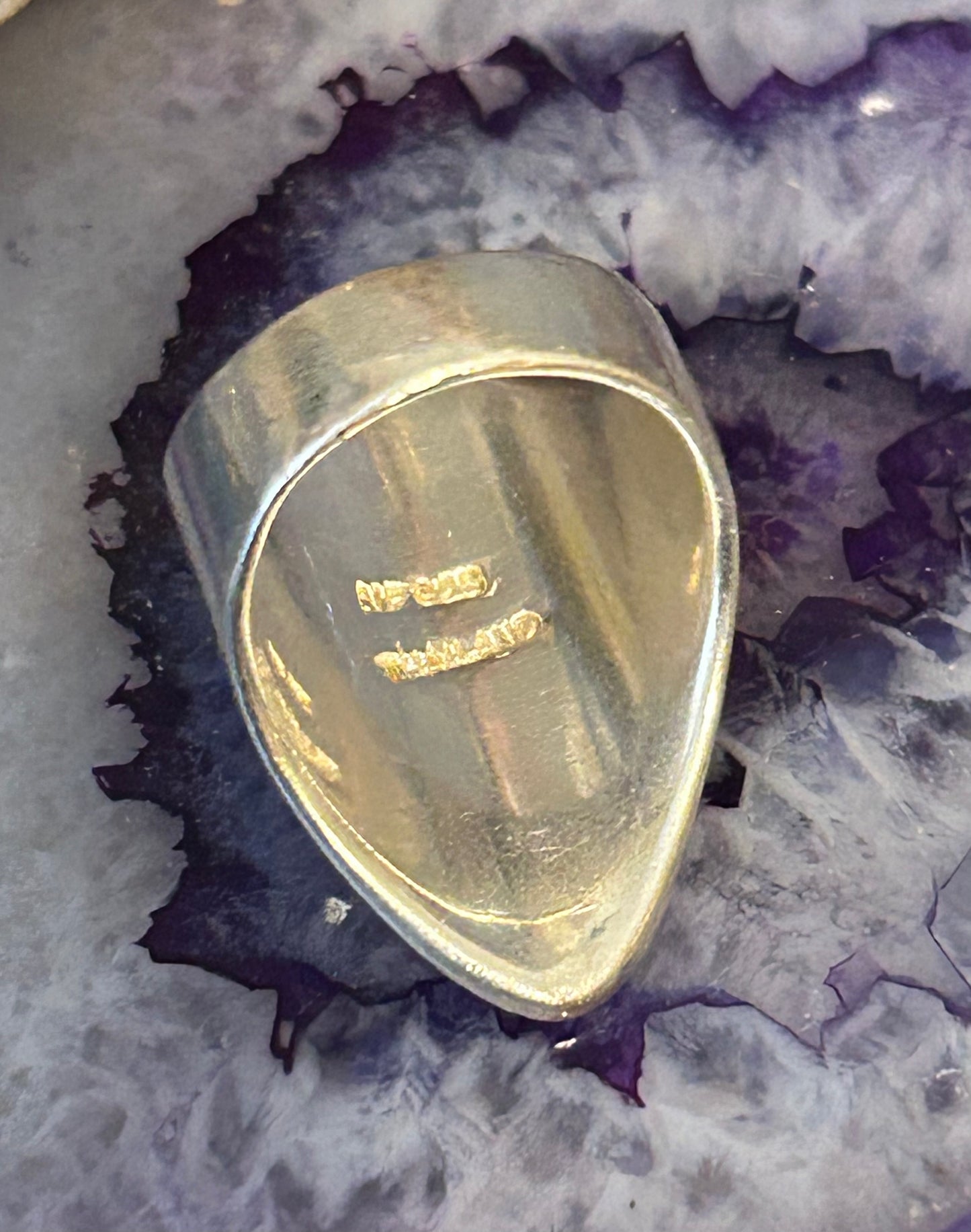 Vintage Sterling Silver Long Modernist Abstract Ring • Size 6