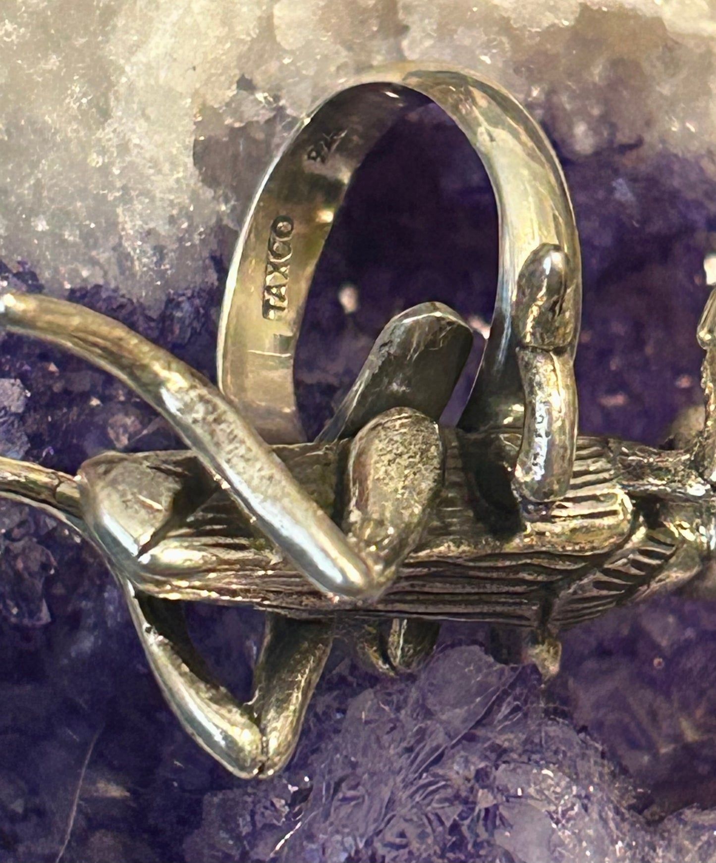 Sterling Silver Modern Taxco Mexico Insect Grasshopper adjustable Ring