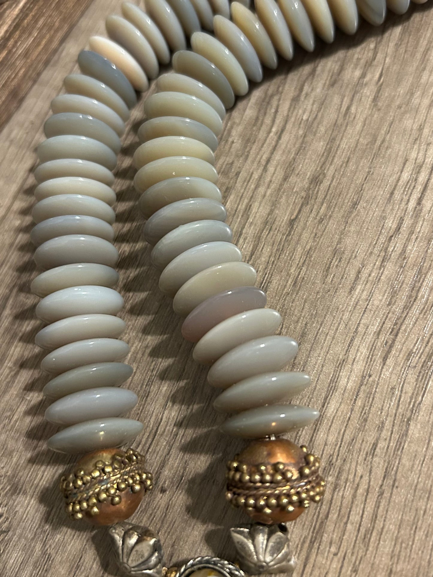 Vintage Rosemary G Ro-Do Beaded Necklace W/ Multi Stone Pendant