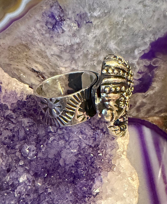 Sterling Silver Modern Taxco Mexico Chunky Sugar Skull Ring