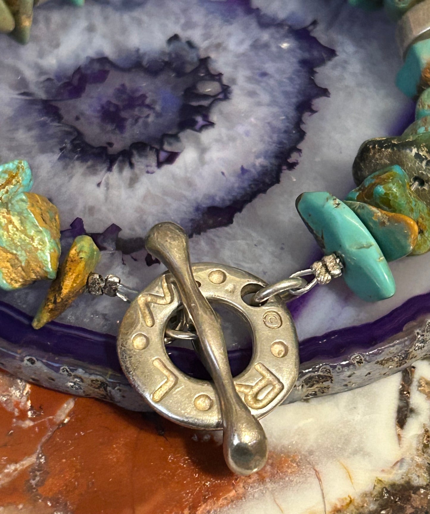 Sterling Silver RLM Robert Lee Morris Turquoise & Silver Toggle Bracelet