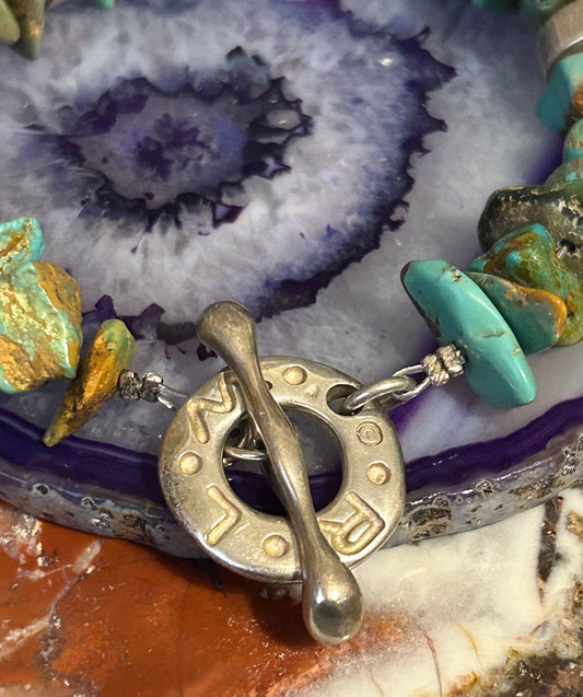 Sterling Silver RLM Robert Lee Morris Turquoise & Silver Toggle Bracelet
