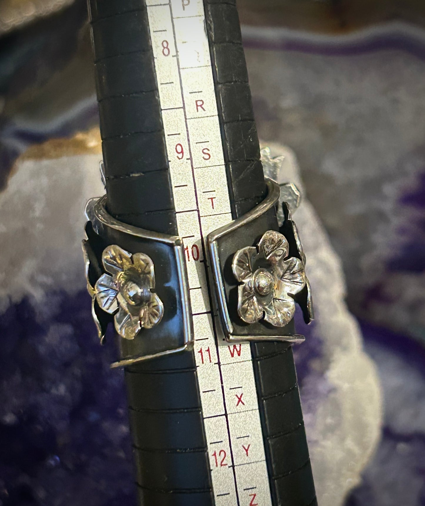 950 Silver Taxco Mexico Seeing Eye Heart W/ Rose And Birds Size 8-10