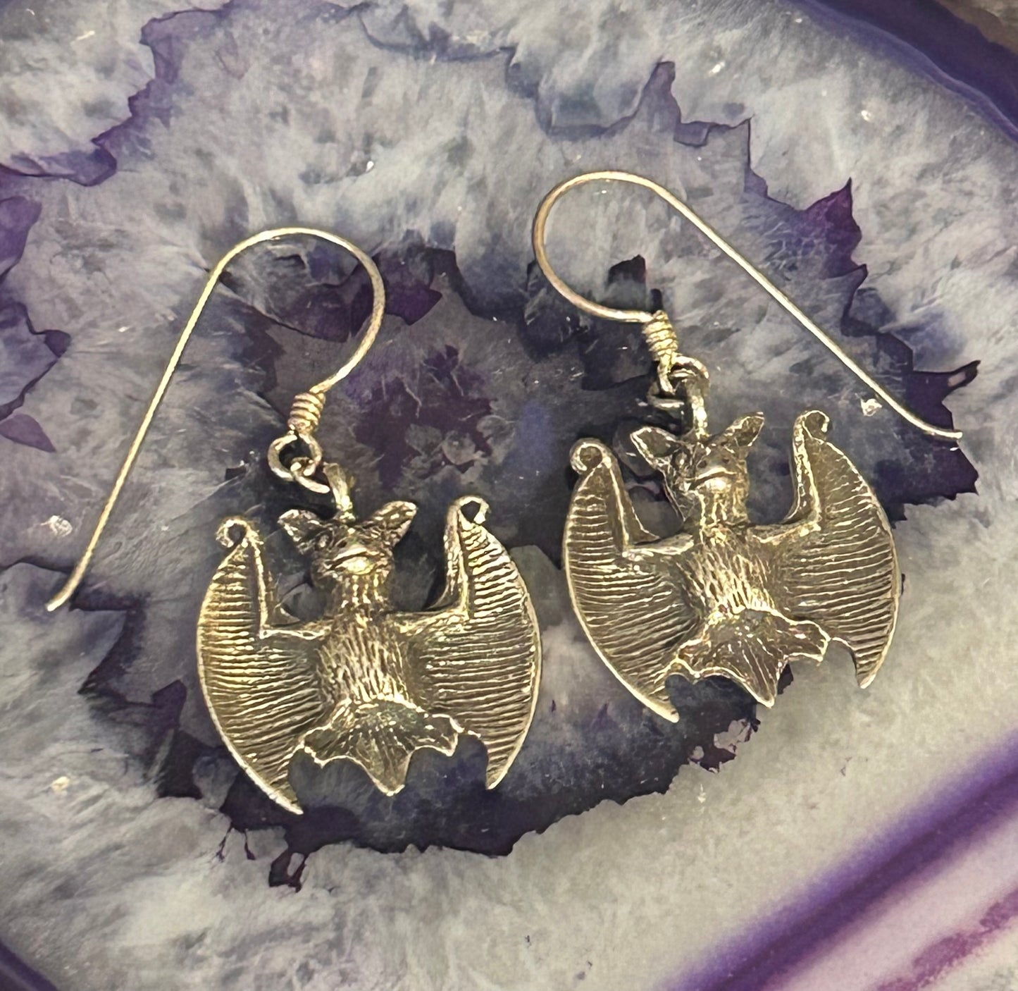 Sterling Silver 925 Bat Dangle Earrings