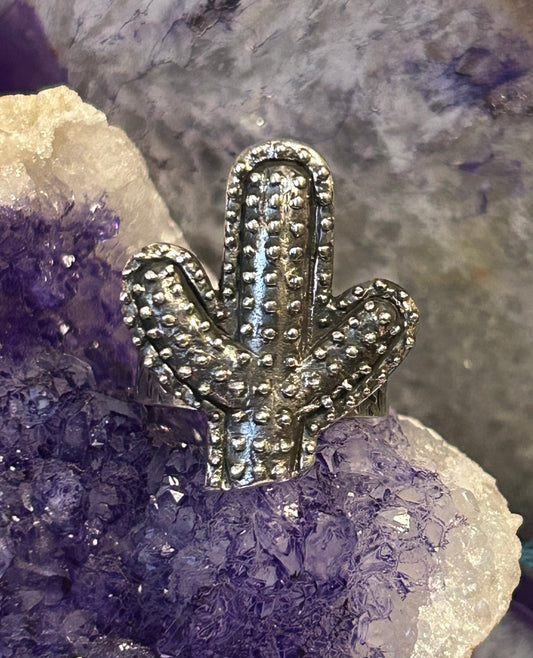 Sterling Silver Taxco Mexico Suguaro Cactus Adjustable Ring