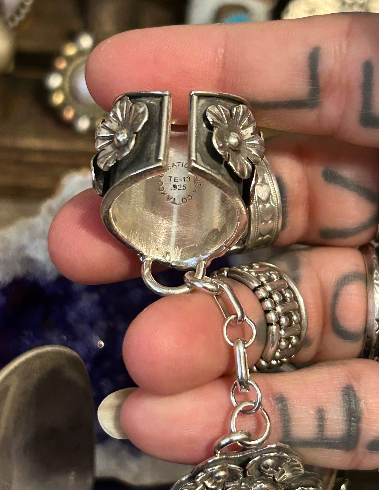 GuzFurbished x Taxco Sterling Silver Day of the Dead Hand-harness Bracelet Set