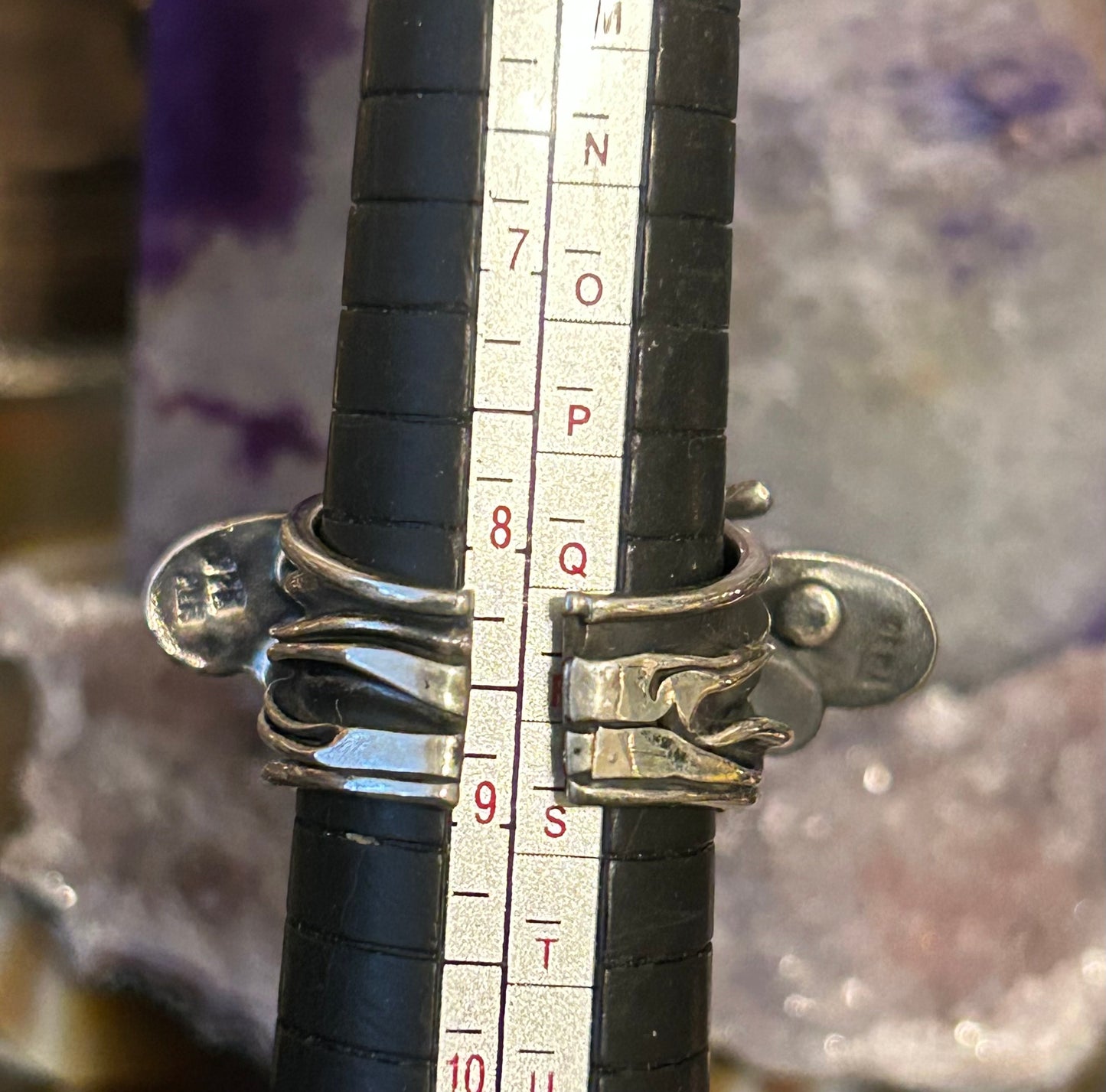 Sterling Silver Taxco Mexico Handmade Bee Insect Wide Band Ring Size 7-8.5