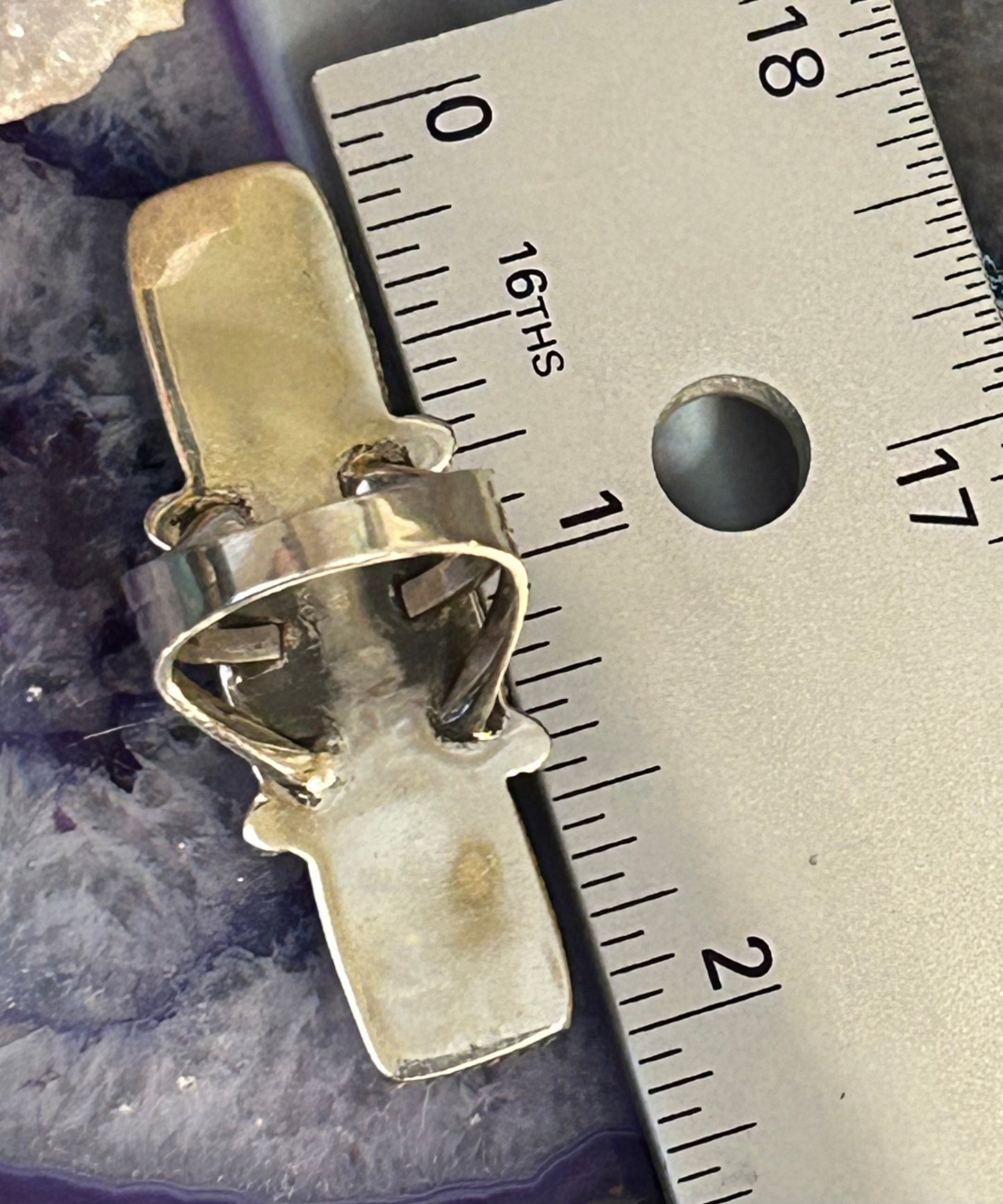 Sterling Silver Long Turquoise Rectangle Ring • Sz 7