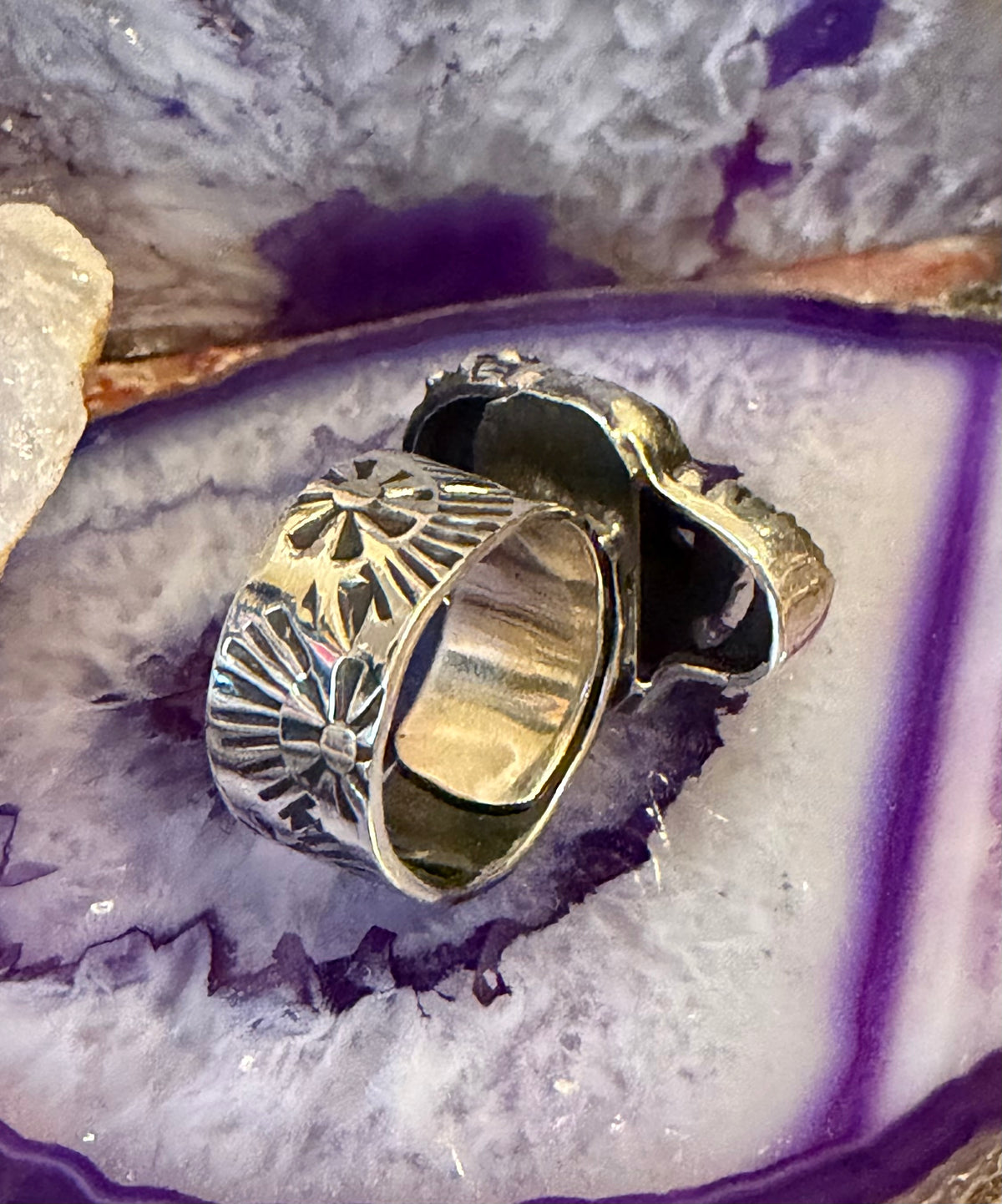 Sterling Silver Modern Taxco Mexico Chunky Sugar Skull Ring