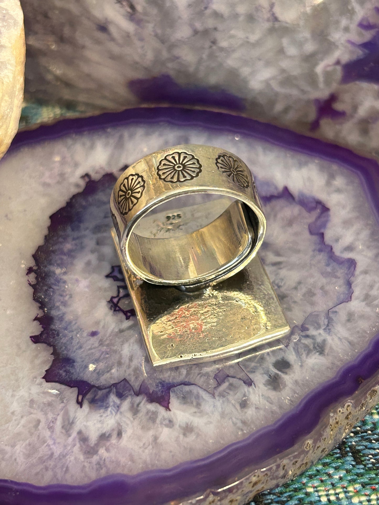 Sterling Silver Modern Taxco Mexico “TAXCO” City Scene Loteria Card Ring
