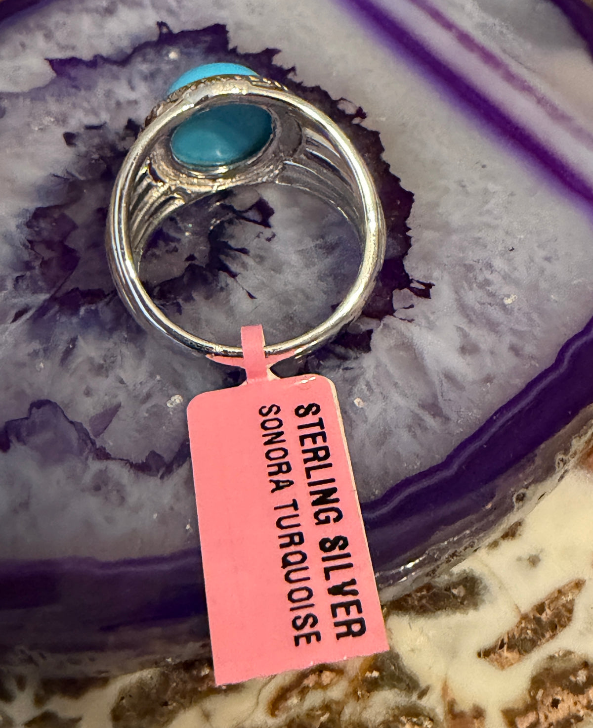 Sterling Silver And Sonora Turquoise Two Tone Chunky Ring Size 8