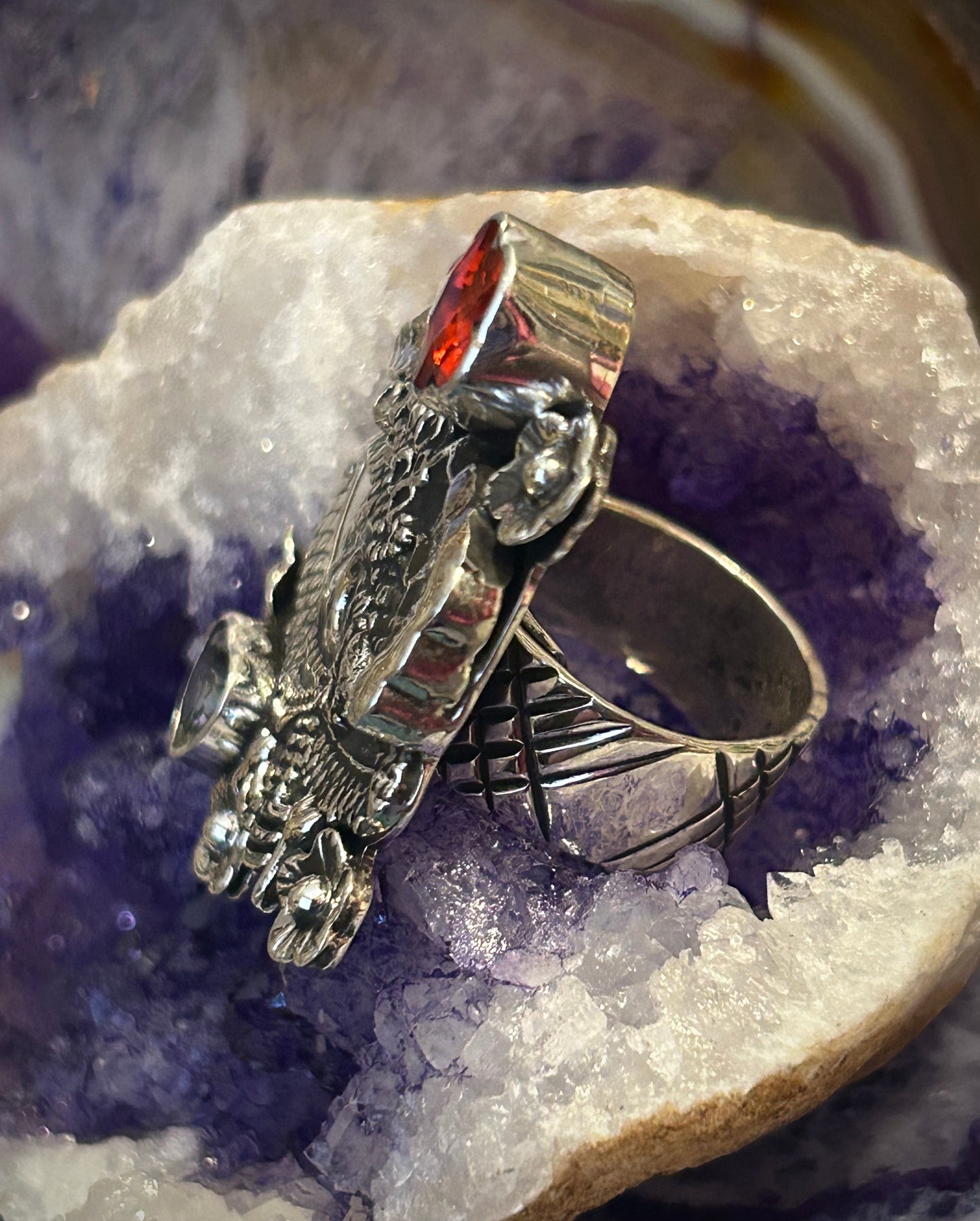 Sterling Silver Taxco Mexico “La Catrina” Day Of The Dead Statement Ring