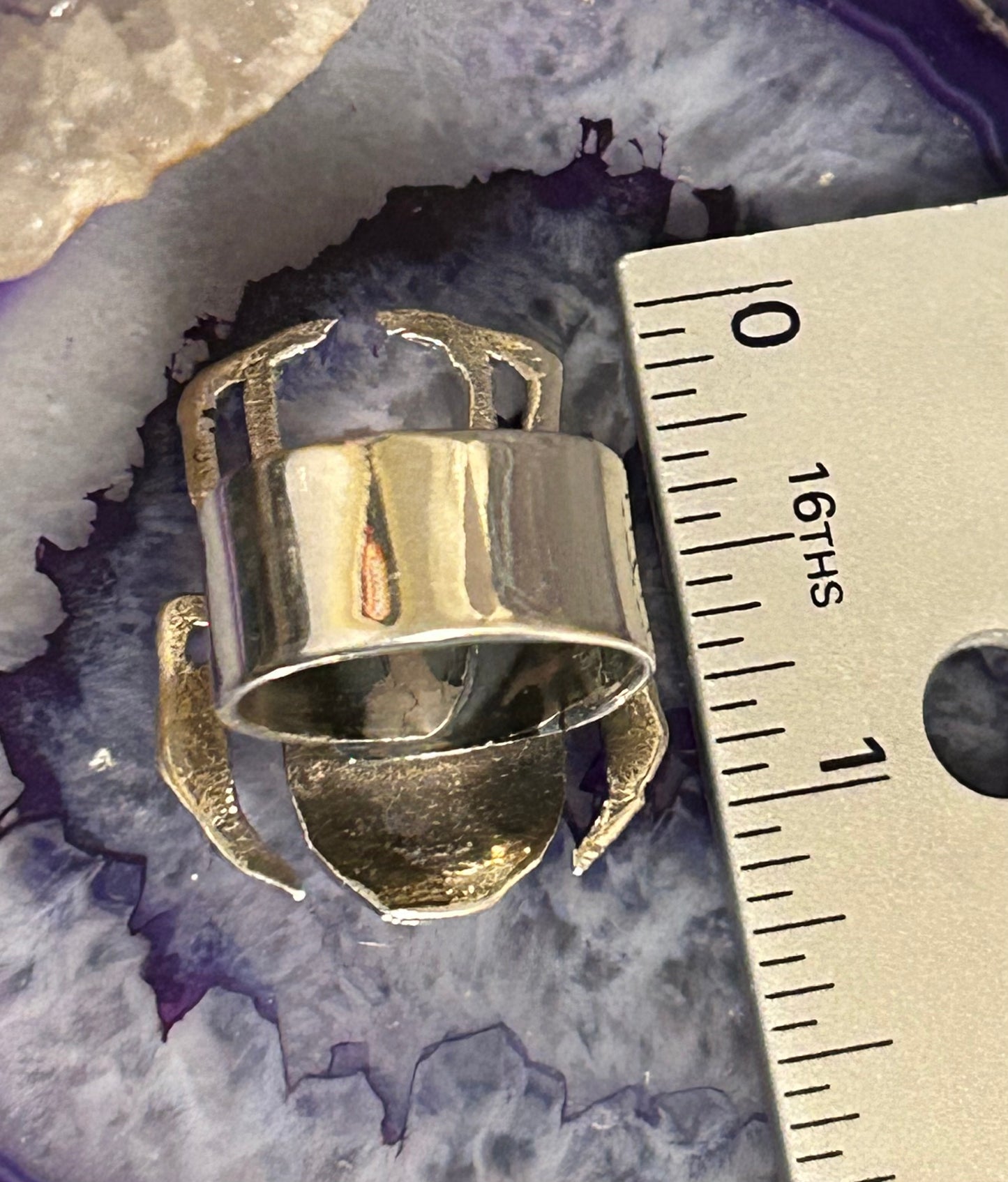 Sterling Silver Taxco Mexico Spider Ring With Roysten Turquoise Adjustable