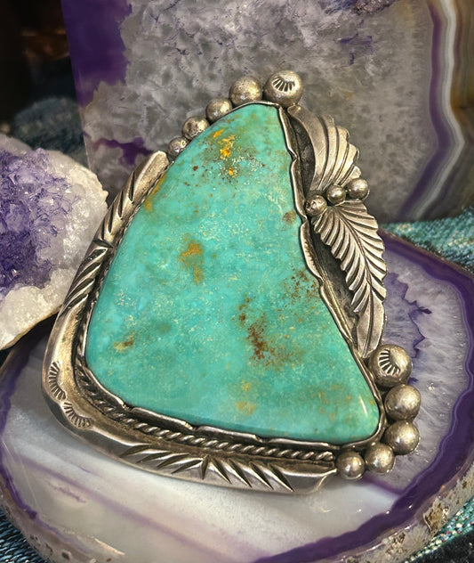 Vintage Sterling Silver Massive Turquoise Statement Ring Size 8.5