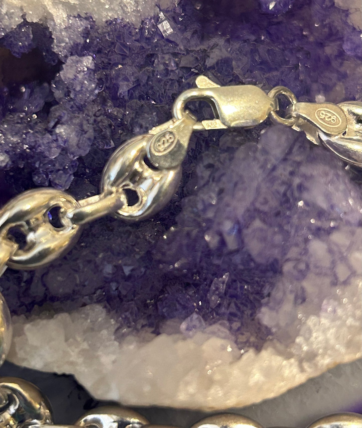 Sterling Silver 925 Puff Mariner Link Bracelet